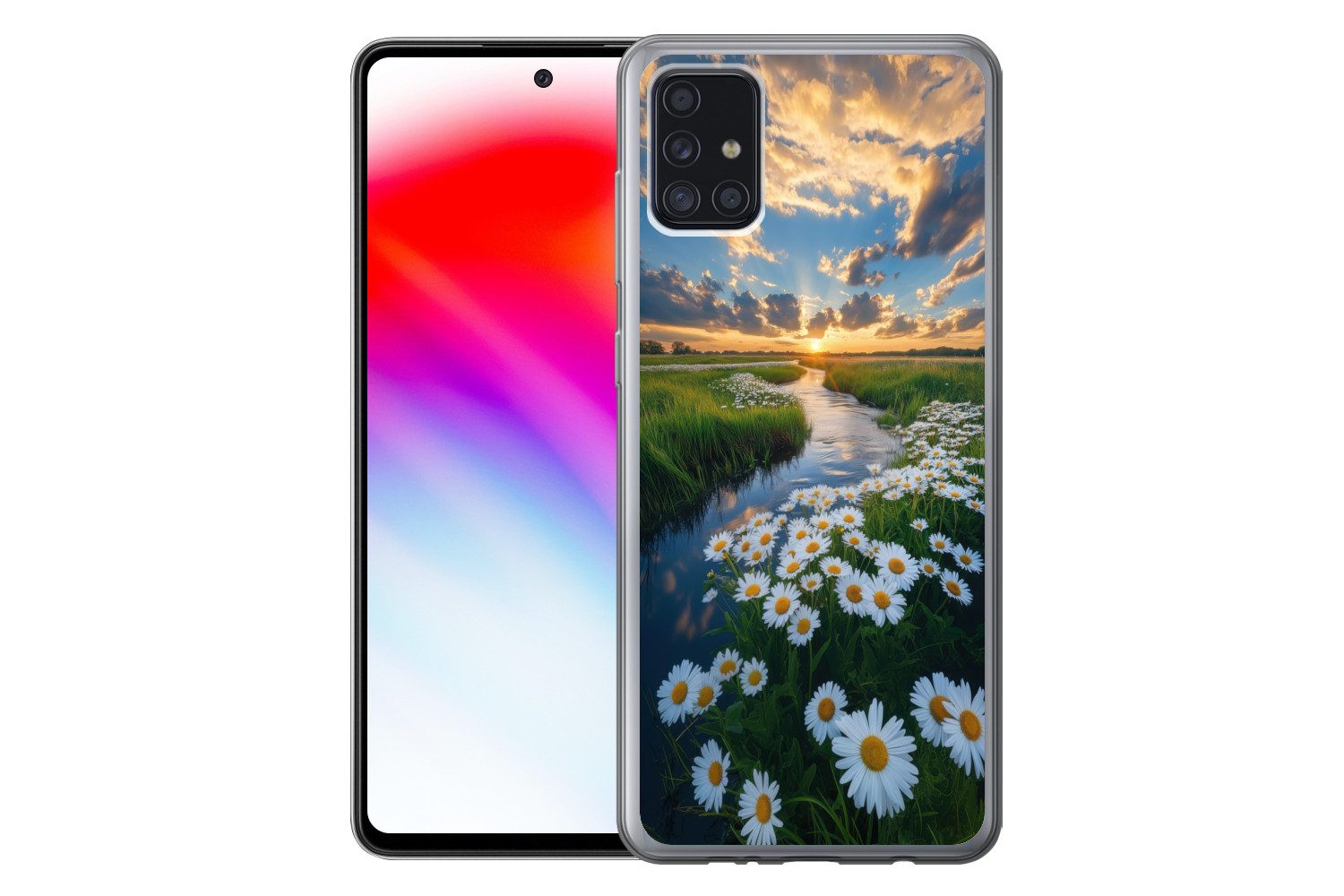 MuchoWow Handyhülle für Samsung Galaxy A52 5G Strom - Landschaft - Gänseblümchen, Smartphone-Bumper, Print, Handy Schutzhülle Dünn