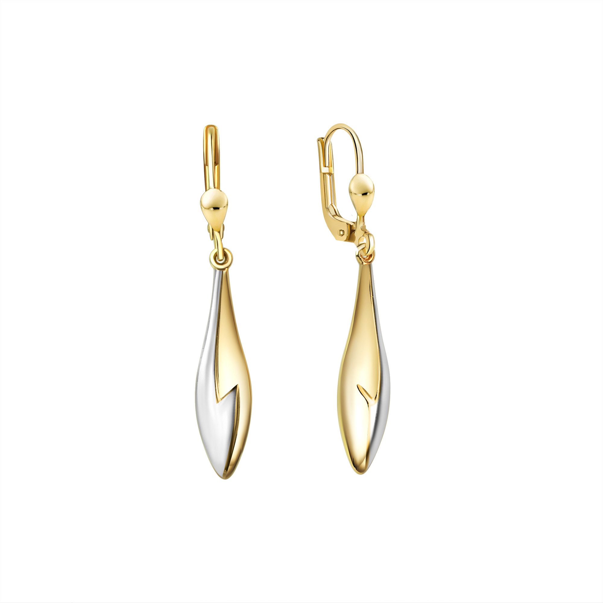 Paar Ohrhänger 375/- Gelbgold bicolor glanz