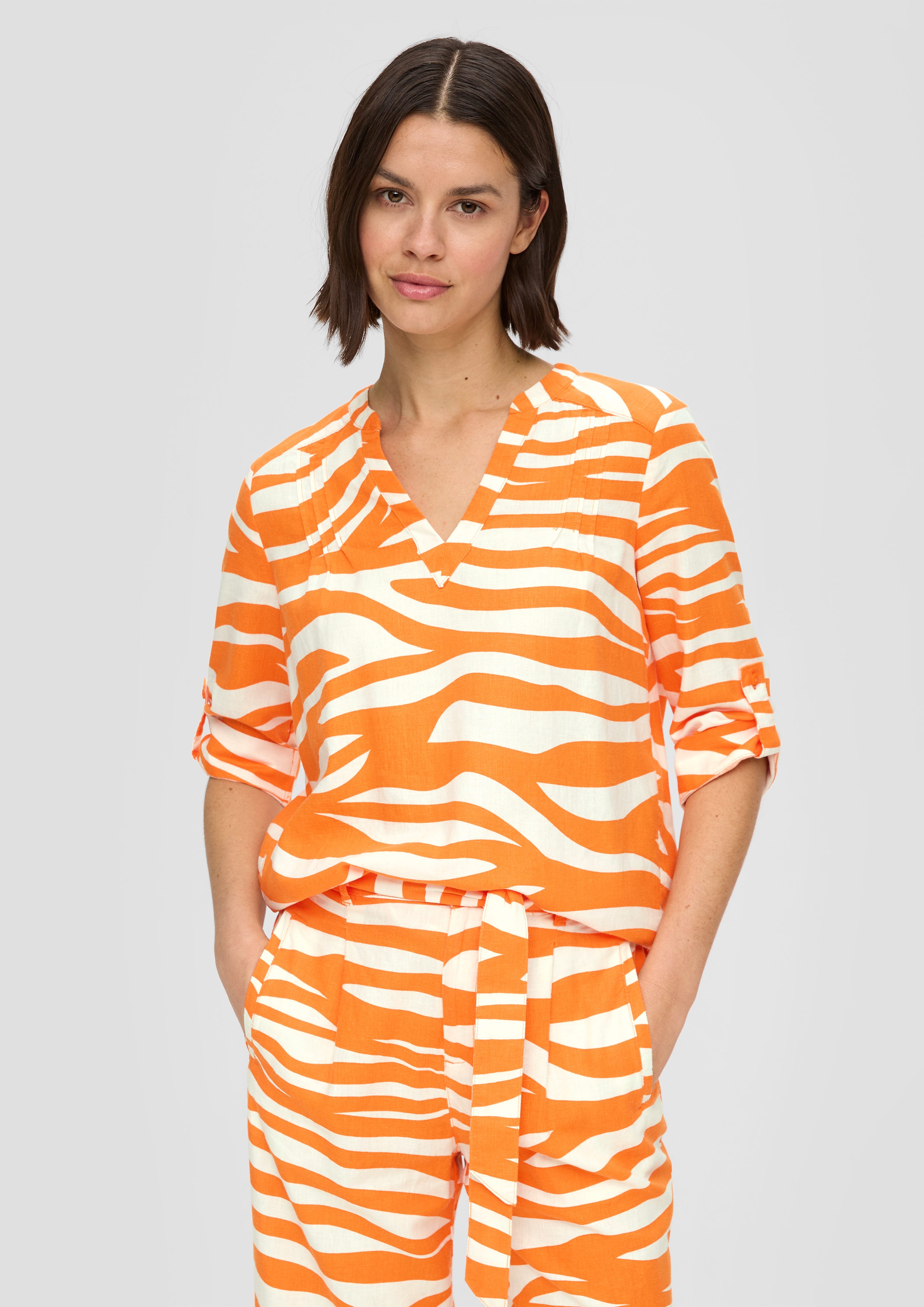 s.Oliver Druckbluse aus Leinen und mit günstig online kaufen