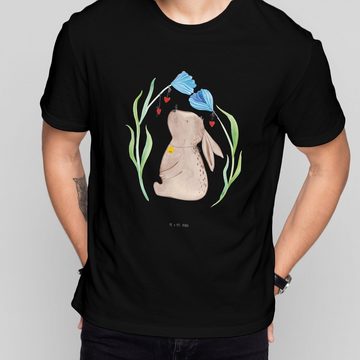 Mr. & Mrs. Panda T-Shirt Hase Blume - Schwarz - Geschenk, Hoffnung, Sprüche, Kind, Osterdeko, (1-tlg)
