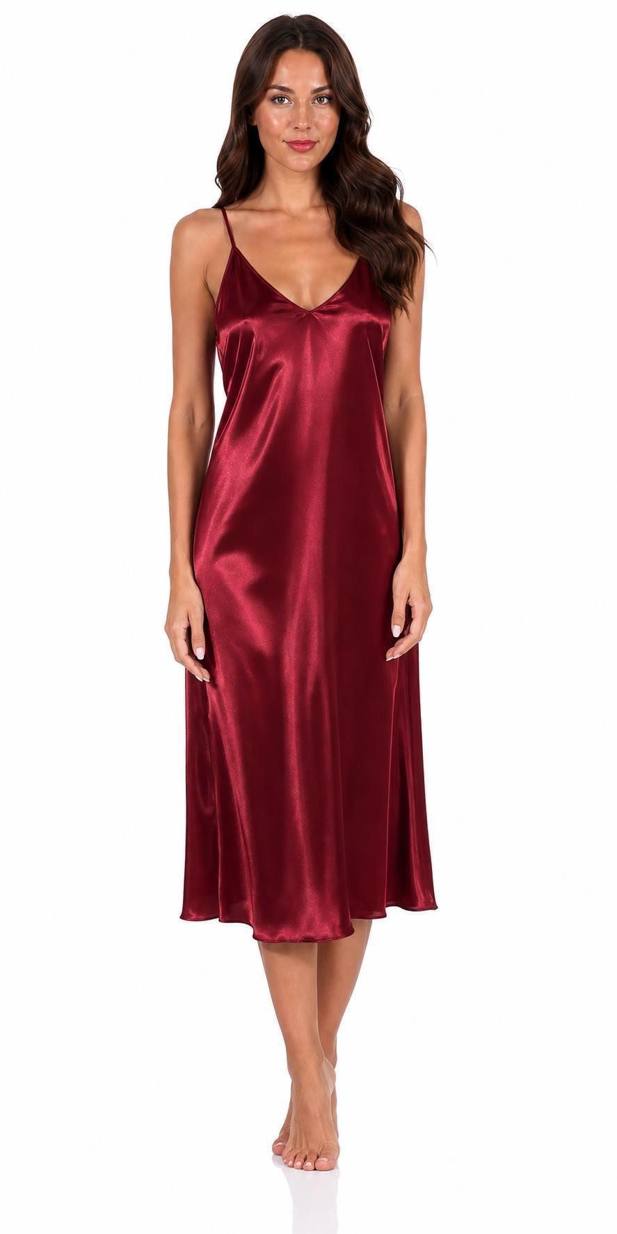 EloModa Negligé Damen Negligé Nachtwäsche Nachtkleid Dessous Satin; S M L XL 2XL (1-tlg)