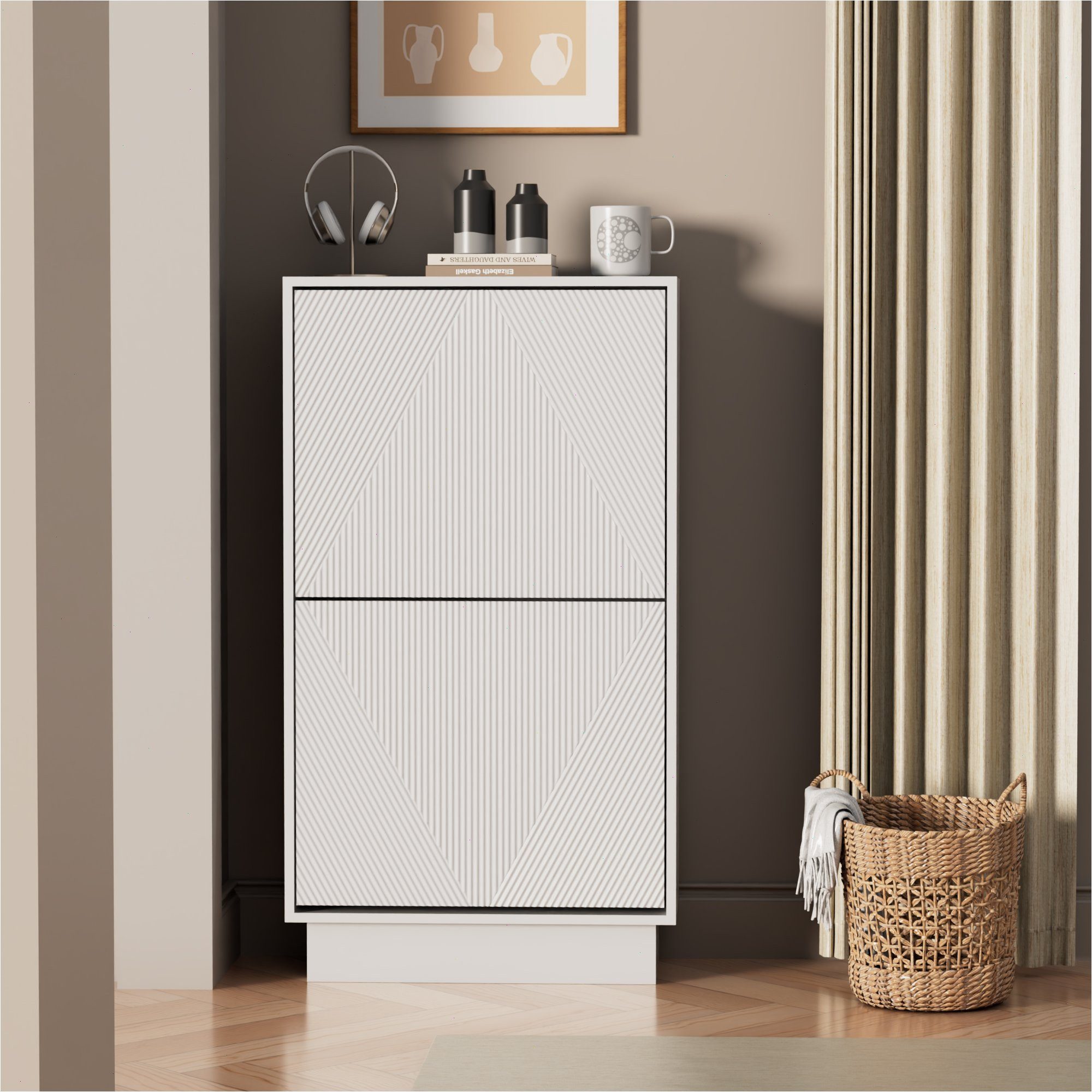 UEV Schuhschrank mit 2 Klappen, Schuhregal Schuhkommode schmal (Schuhkommod günstig online kaufen