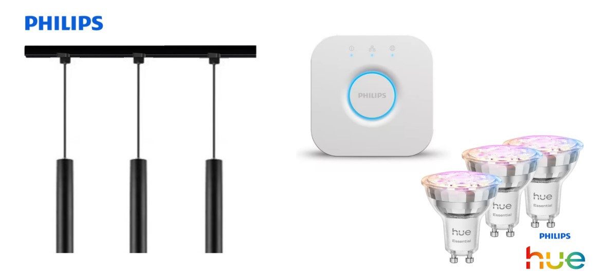 Philips Pendelleuchte Philips Pendelleuchte 3er Spot Paxie Easy Link +, Inkl. Leuchtmittel, Dimmbar ohne Bewegungsmelder Smart Home-fähig