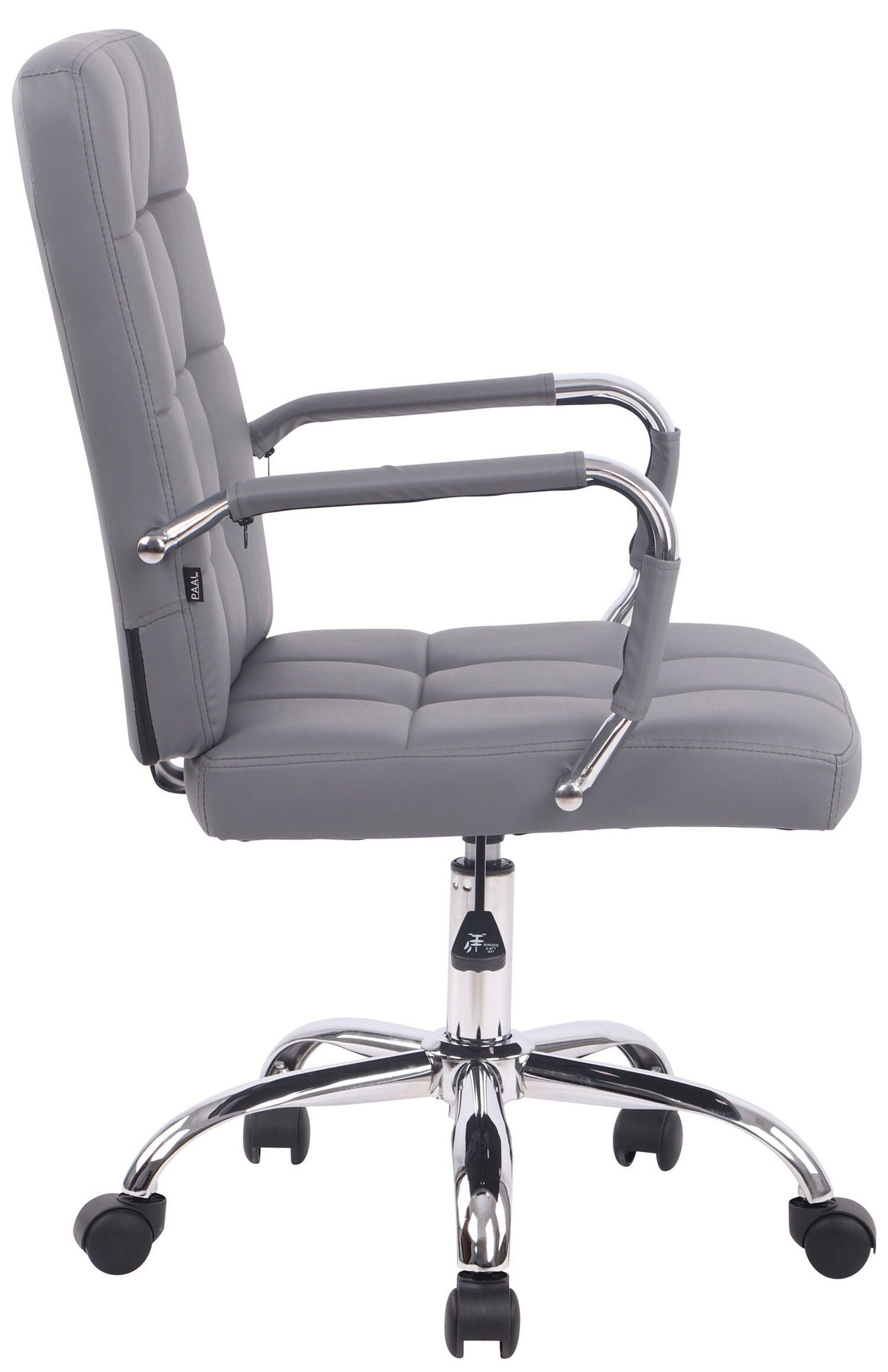 TPFLiving Bürostuhl Deal V1 grau Bürostuhl mit Gestell: - chrom und höhenverstellbar bequemer 360° - (Schreibtischstuhl, Rückenlehne Metall Drehstuhl, XXL), Sitzfläche: Chefsessel, drehbar Kunstleder