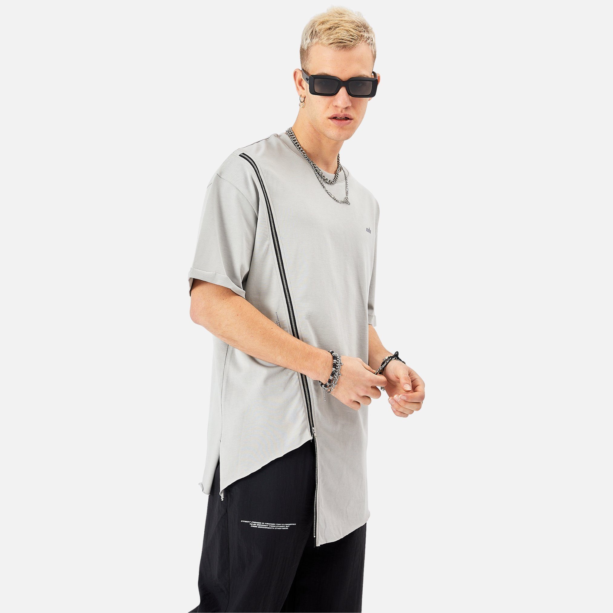 COFI Casuals T-Shirt Herren ZIP T-Shirt 320gsm 100% Cotton Oversize Fit
