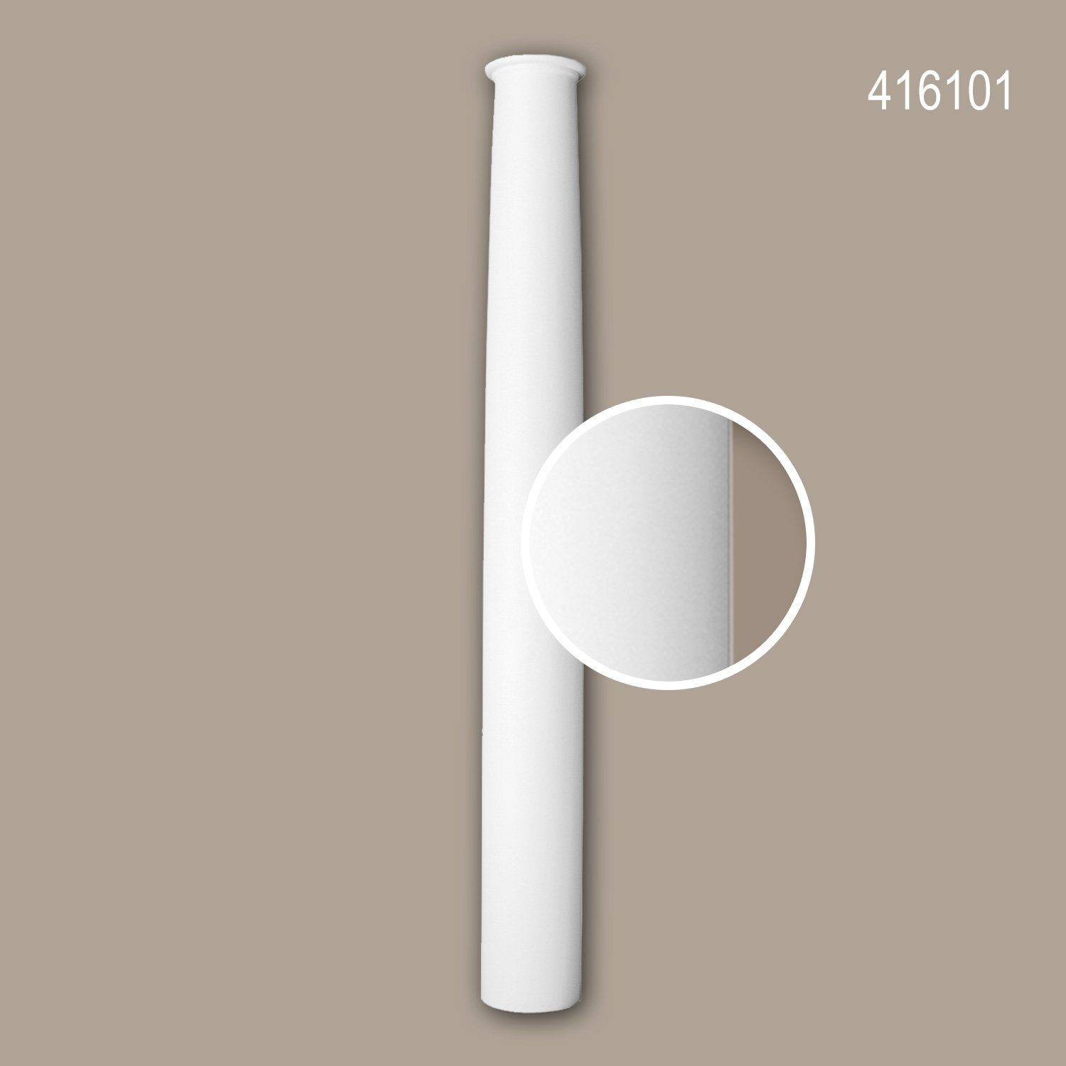 Profhome Wanddekoobjekt 416101 (Halbsäulen Schaft, 1 St., Fassadenstuck, Säule, Zierelement, Außenstuck, Durchmesser 33 cm), weiß, vorgrundiert, für Fassadendekoration, Stil: Toskanisch
