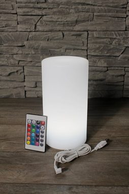 Arnusa Nachttischlampe kabellose Akku RGB Lampe PL412 Dekoleuchte 10,5 x 20 cm, USB-Ladefunktion, LED fest integriert, Farbwechsel, warmweiß, Weiß, kaltweiß, Akku-Funktion kabellos mit Fernbedienung steuerbar dimmbar tragbar