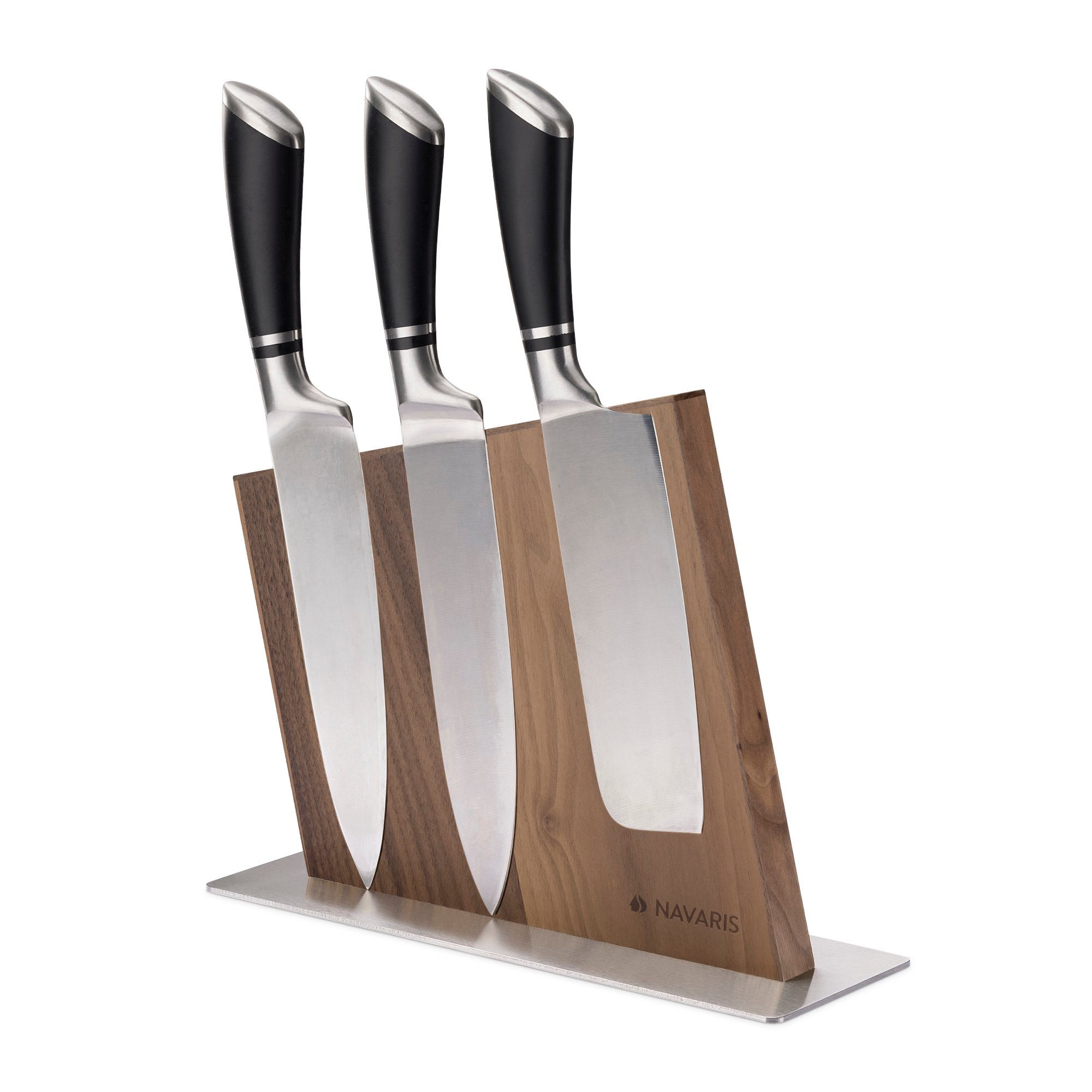 Navaris Magnet-Messerblock Messerhalter magnetisch aus Holz/Bambus - doppelseitig - unbestückt