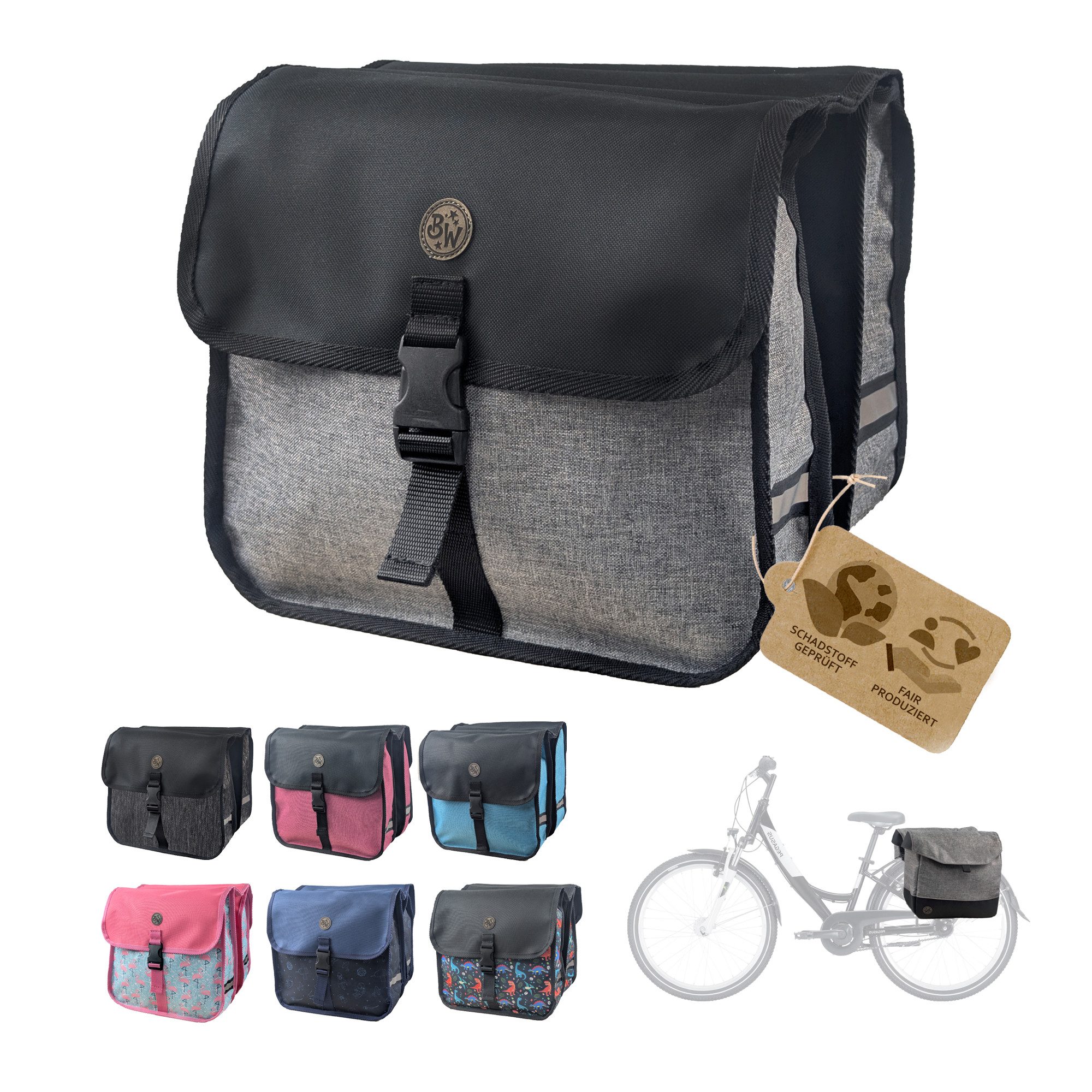 BambiniWelt by Rafael K. Gepäckträgertasche Gepäckträgertasche für Fahrrad 20–26 Zoll robuste Fahrradtasche