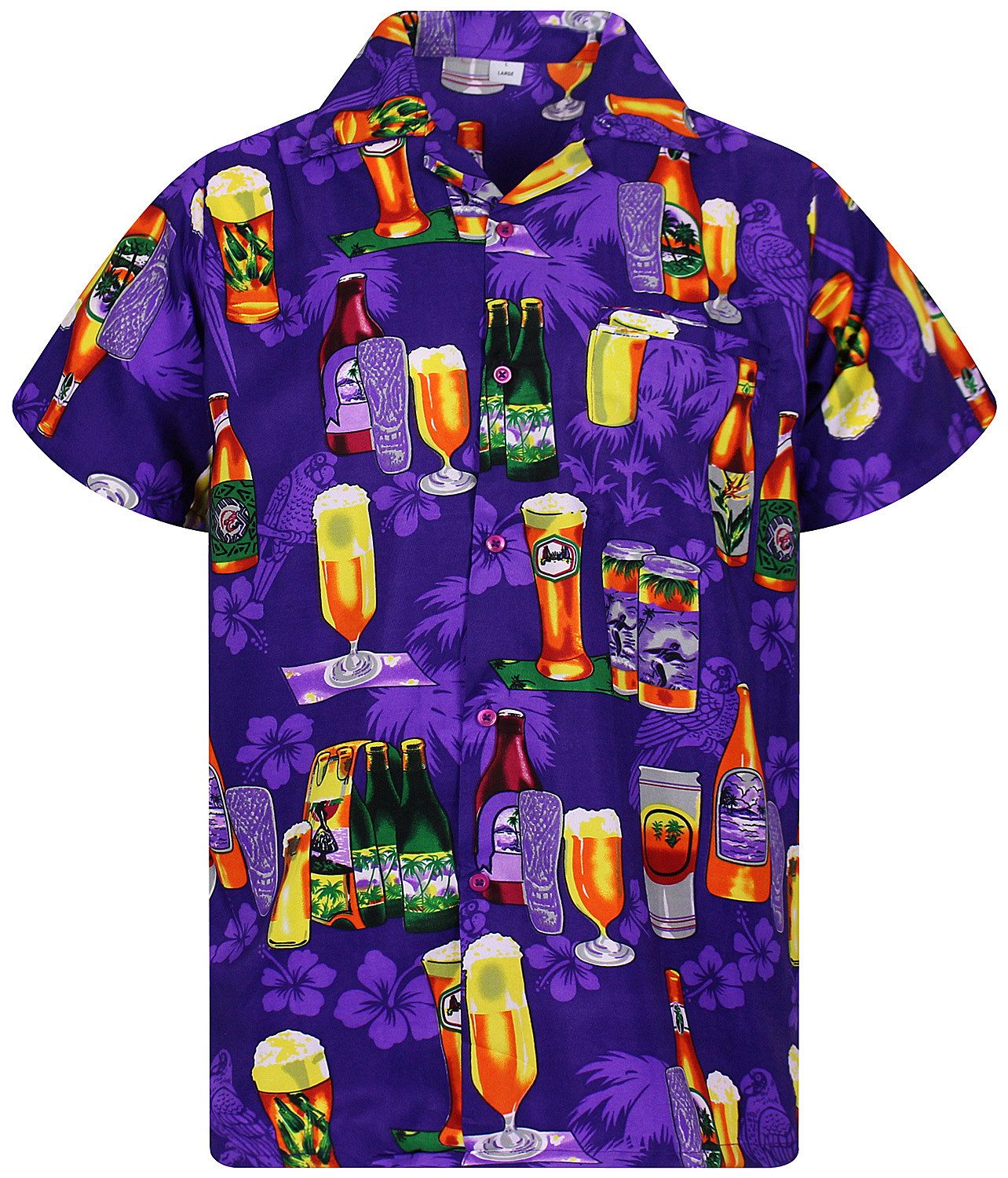 King Kameha Hawaiihemd Beerbottle Funky Hawaii-Hemd Herren Kurzarm Front-Ta günstig online kaufen