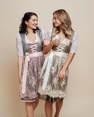 HOFGLANZ Dirndl Damen Grau & Rosa, Traditionelles Trachtenkleid im Modernem Flair