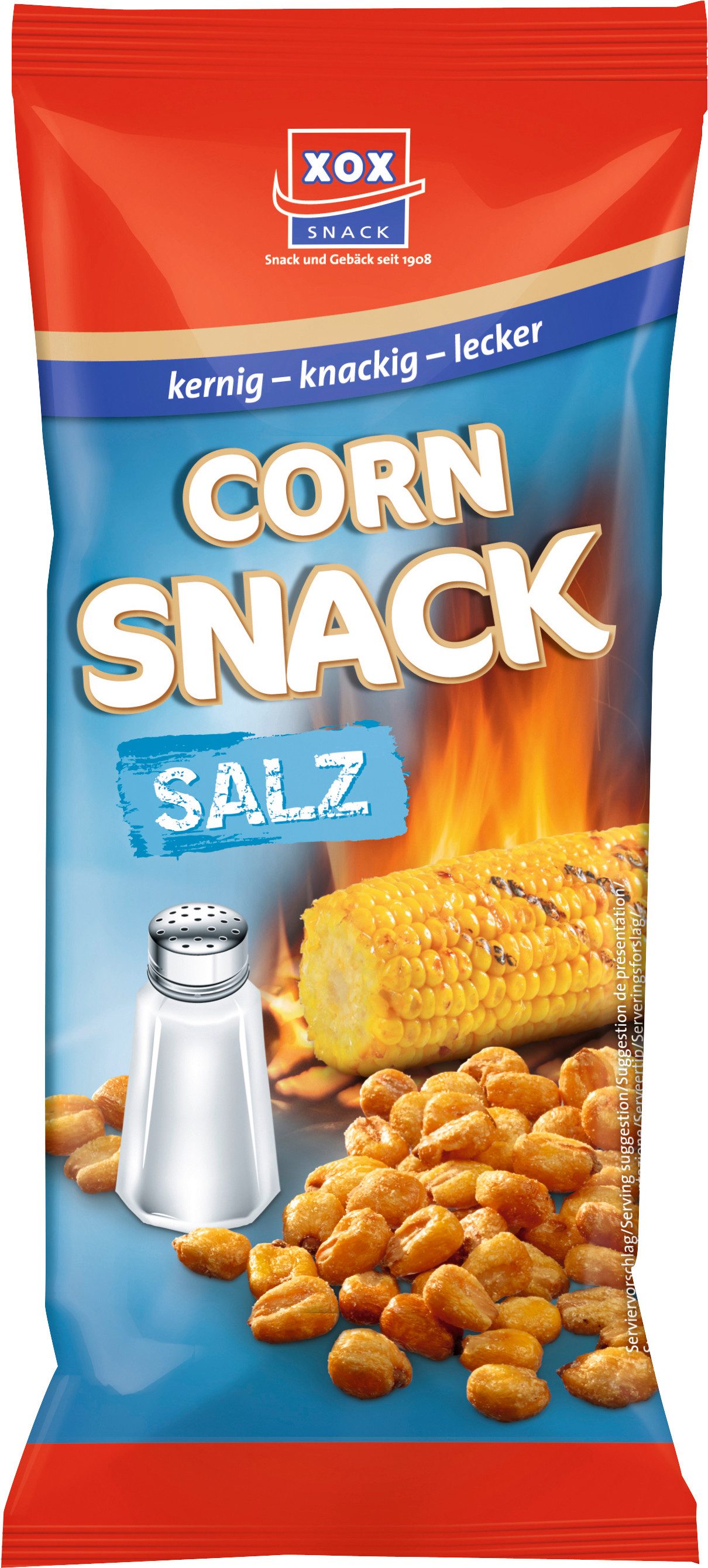 XOX Knabberei, XOX Corn Snack mit Salz knusprig leicht im Geschmack und luftig 140g