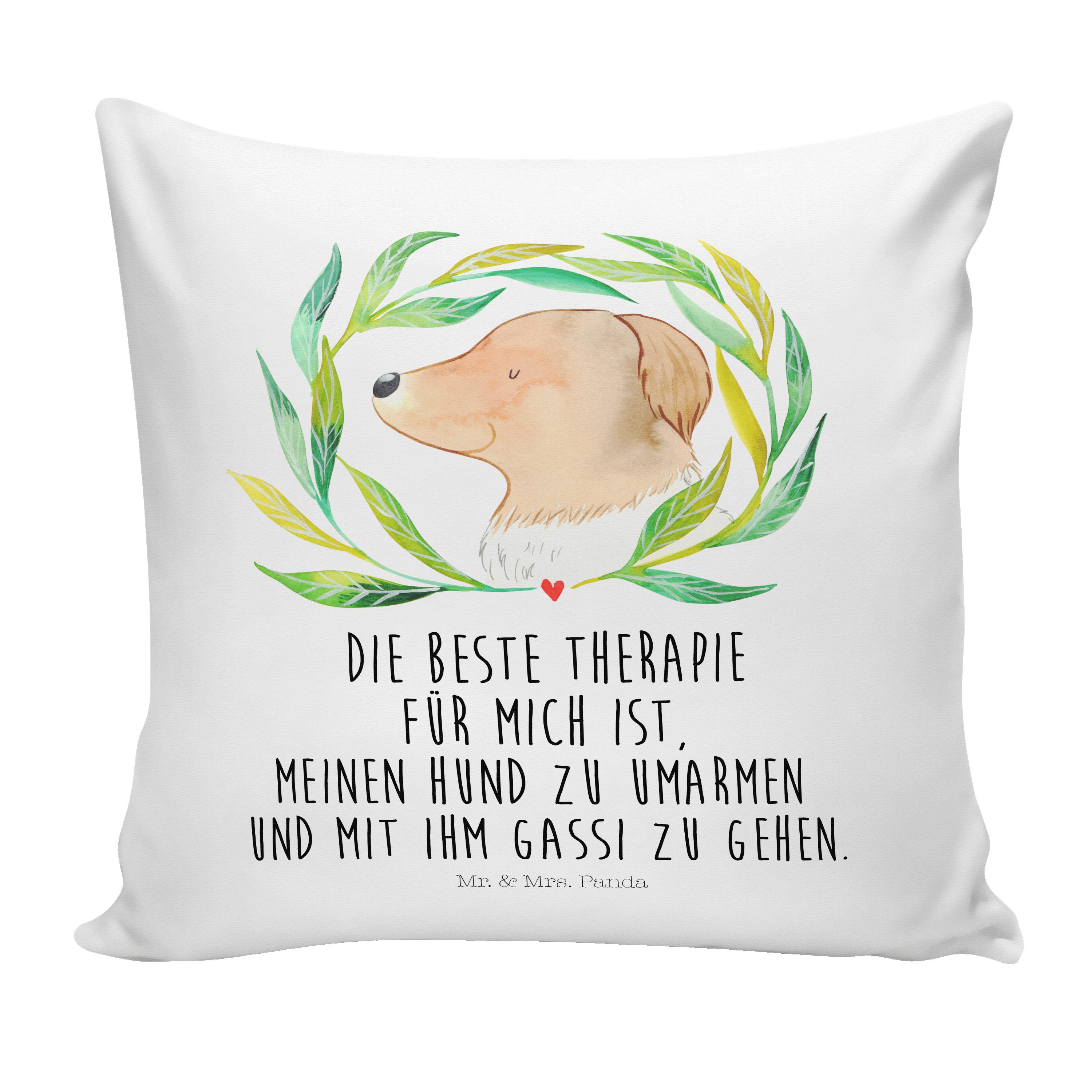 Mr. & Mrs. Panda Dekokissen Hund Ranke - Weiß - Geschenk, Sofakissen, Hundekopf, Dekokissen, Tier