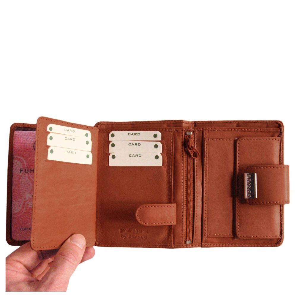BRANCO Geldbörse Große Damen-Geldbörse / Portemonnaie, Leder Natur-Beige, Branco 12050
