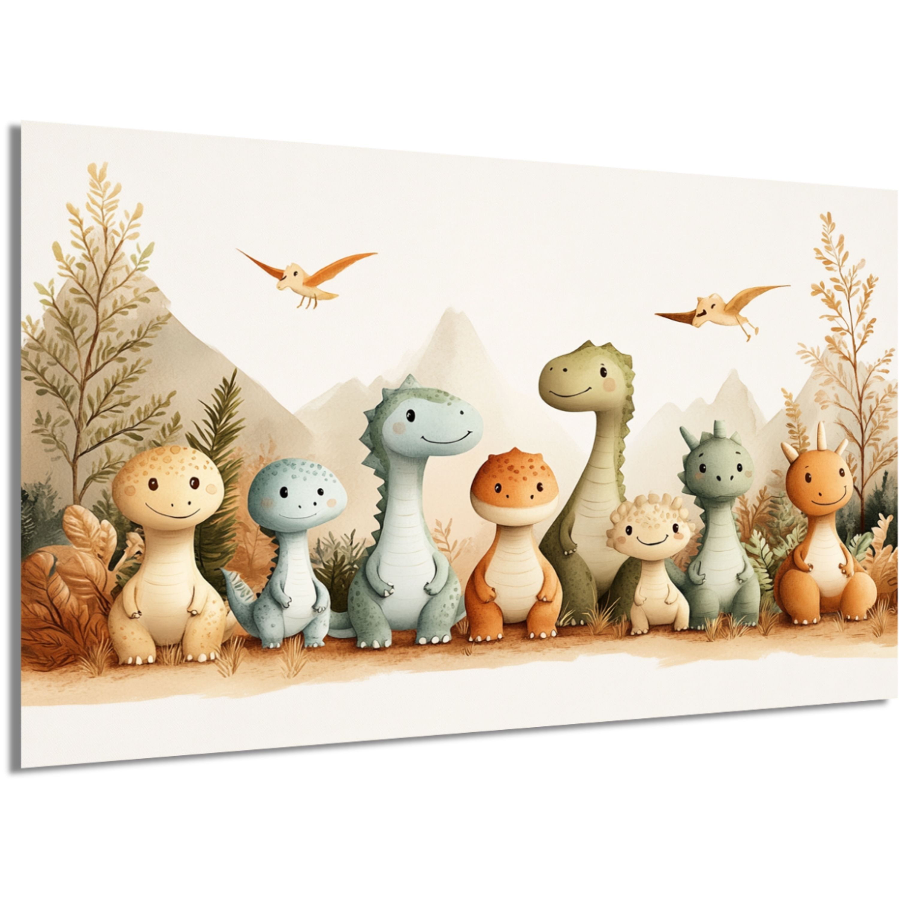 DARO Design Wandbild Modern Abstrakt Wandbilder XXL Wandbild Wand Deko Leinwand Bilder, (gezeichnete Dinos - Bild groß Wohnzimmer Schlafzimmer Küche Esszimmer Einteilig Querformat Fotodruck Leinwände Wanddeko Abstrakte Kunst Boho), 30x20cm