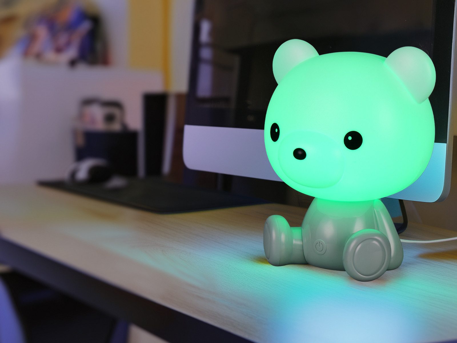 Reality Leuchten LED Nachttischlampe, Farbwechsel, LED fest integriert, Warmweiß, ausgefallene kleine USB Kinder-Lampe mit Touch Sensor, Höhe 25cm