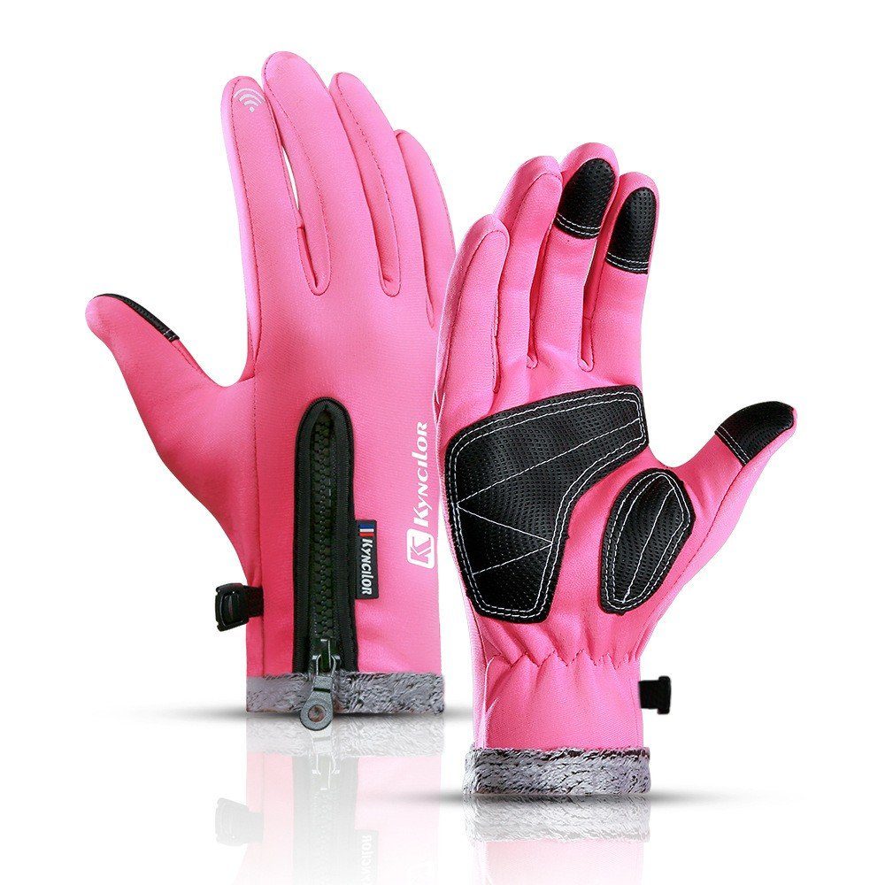 XDeer Fahrradhandschuhe Handschuhe Touchscreen Sporthandschuhe Warme Winddichte Gloves rutschfeste Gloves für Fahrrad Laufen Radfahren Wandern Trekking Pink