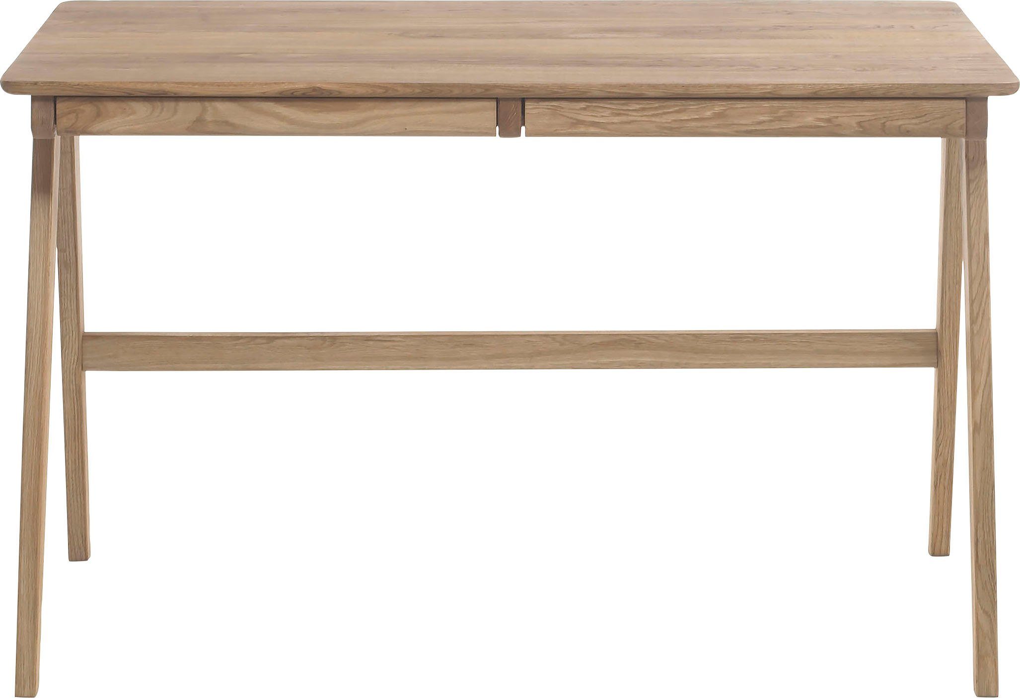 MCA furniture Schreibtisch Delia, Asteiche Massivholz geölt mit Schubladen, Breite 120 cm