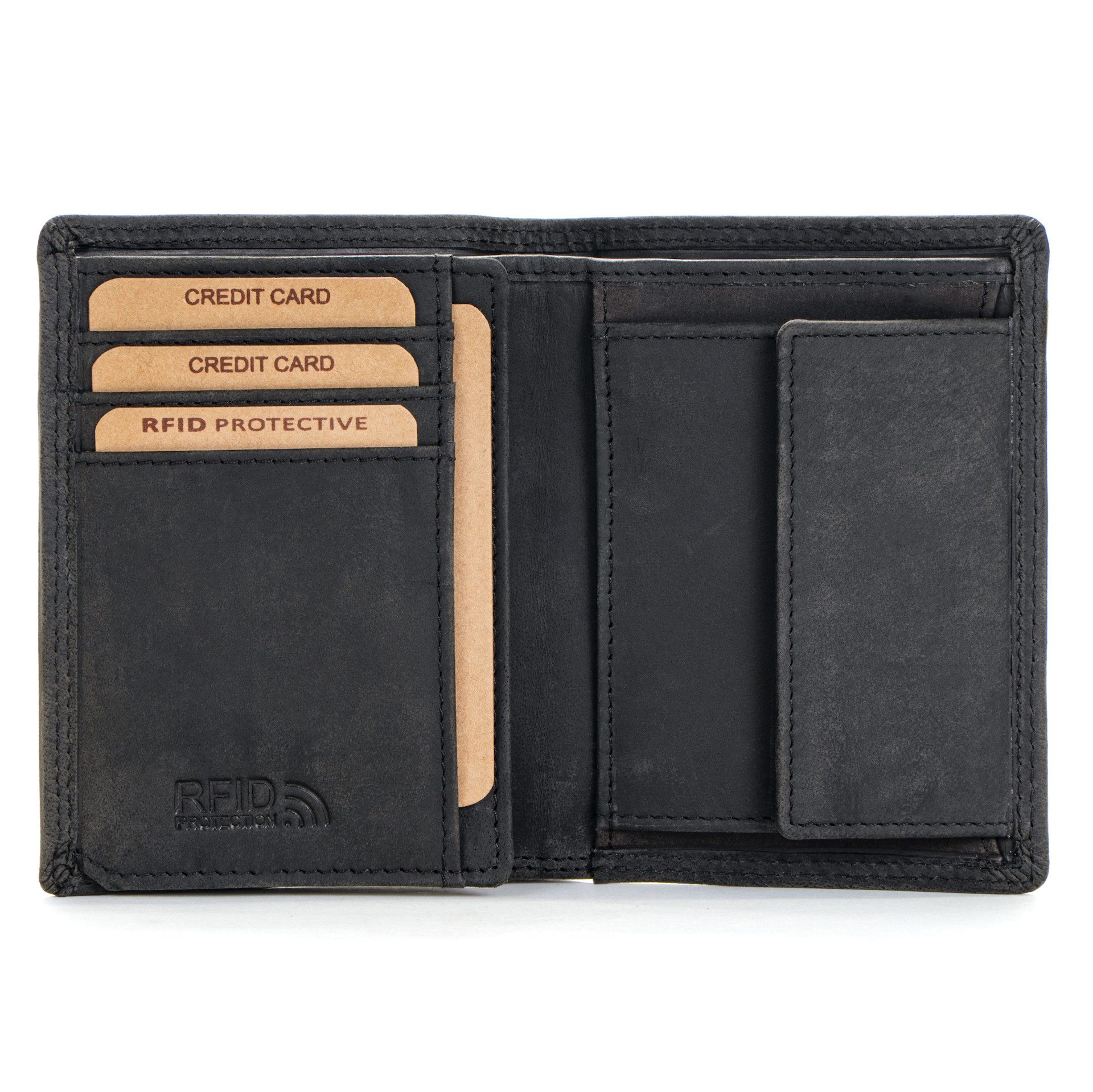 Benthill Geldbörse Herren Echt Leder Portemonnaie RFID Männer Portmonee Slim Hochformat, RFID-Schutz Kartenfächer Münzfach