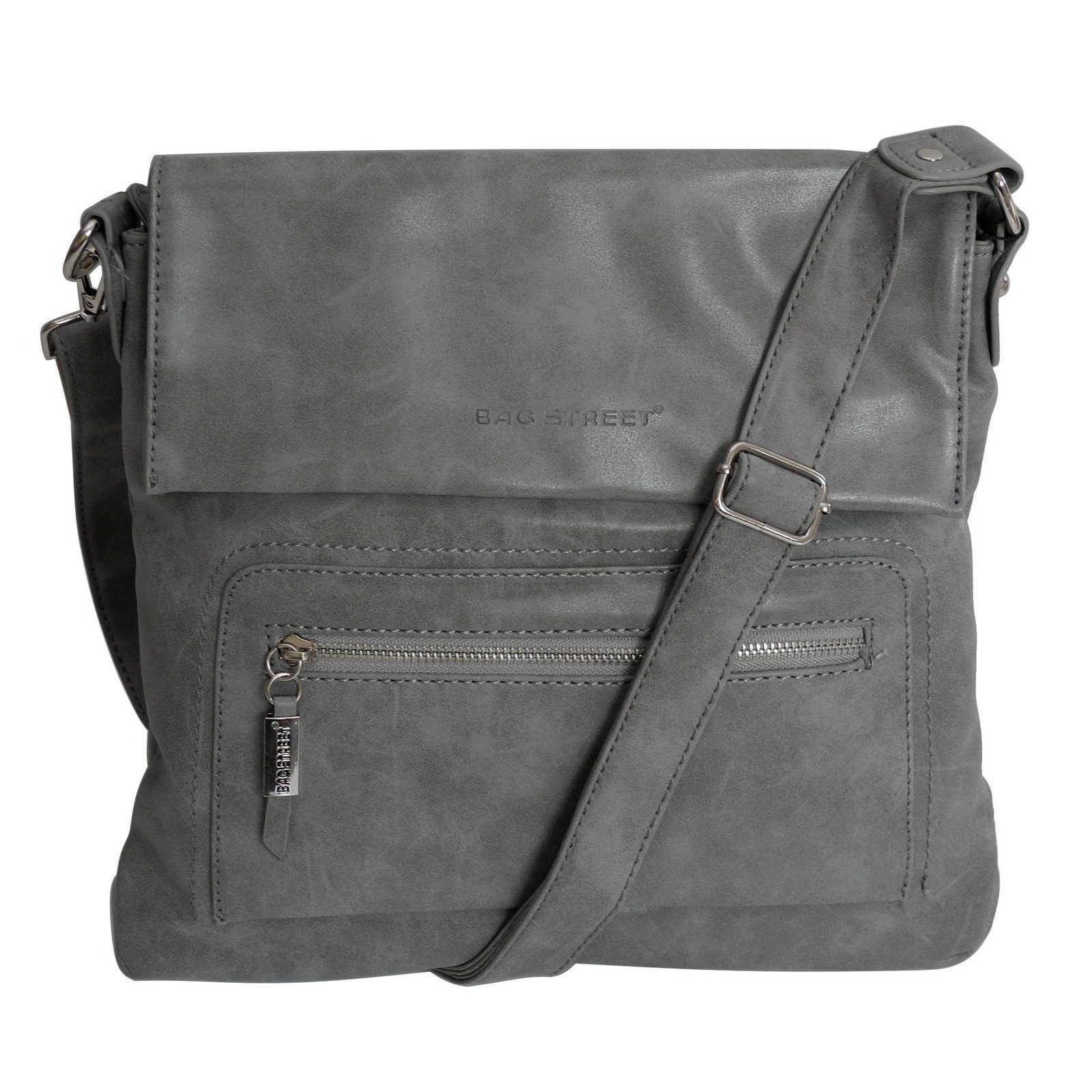 BAG STREET Handtasche Bag Street - Damen Messengerbag Damentasche Umhängetasche Auswahl Grau