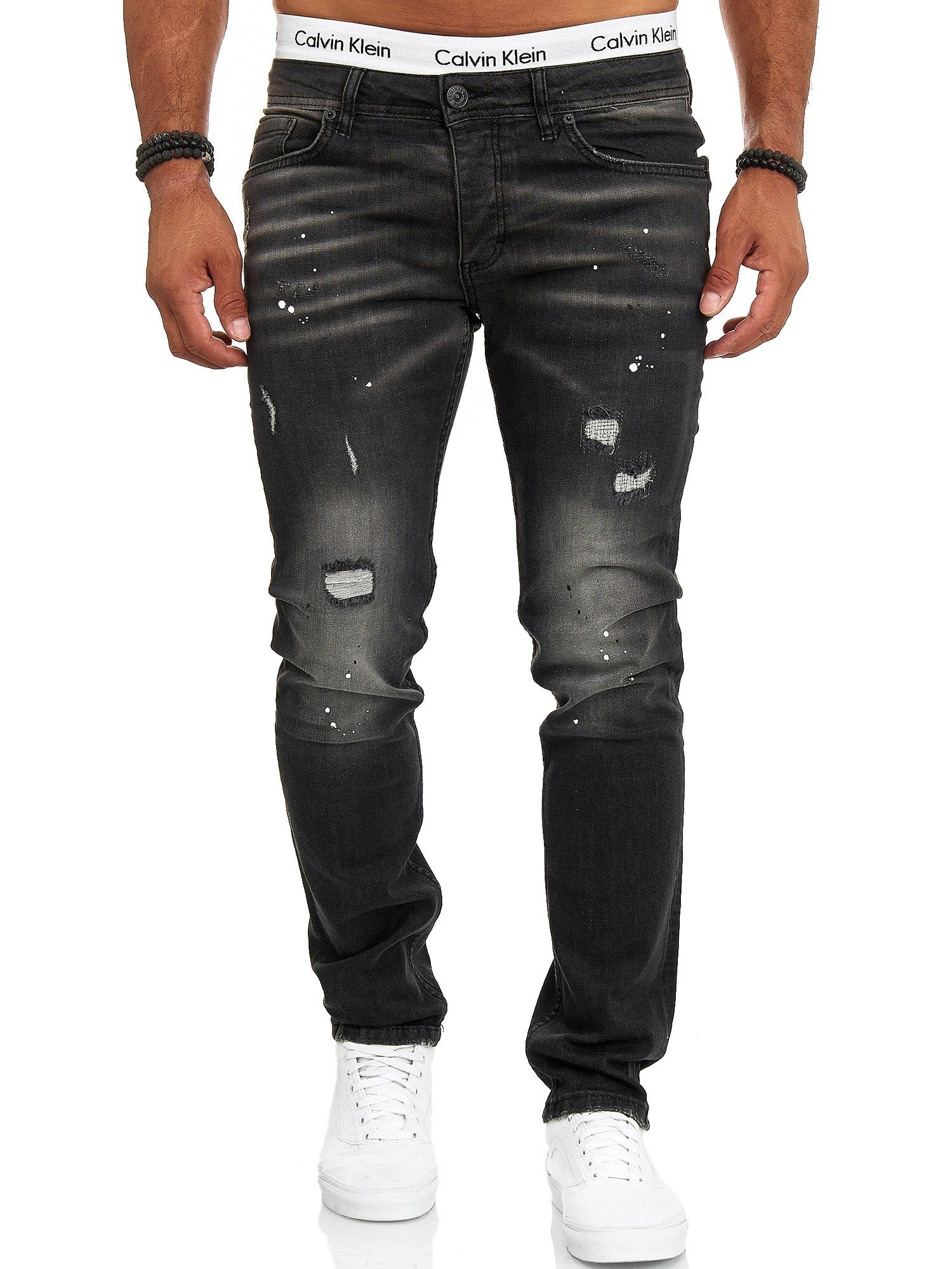 OneRedox Straight-Jeans J-700C (Jeanshose Designerjeans Bootcut, 1-tlg) Freizeit Business Casual Schwarz 704