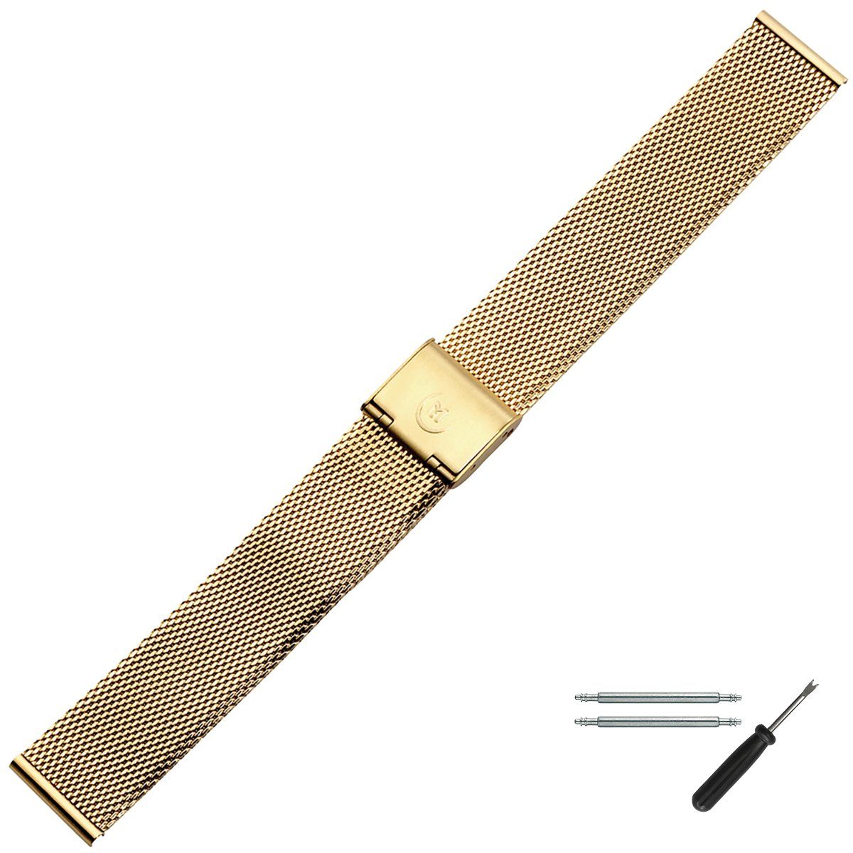 MARBURGER Uhrenarmband 16mm Edelstahl Gold Milanaise