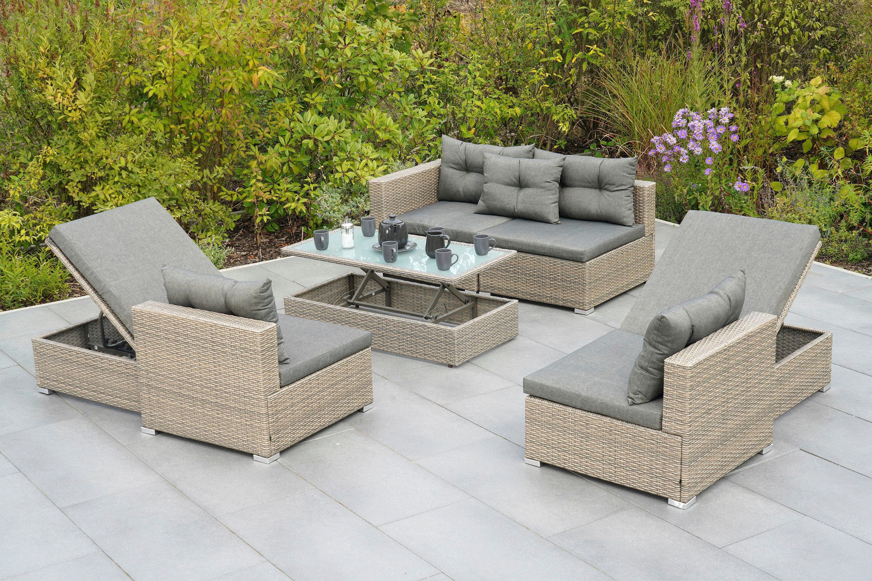 MERXX Gartenlounge-Set Manzano, (7-tlg), inkl. Auflagen