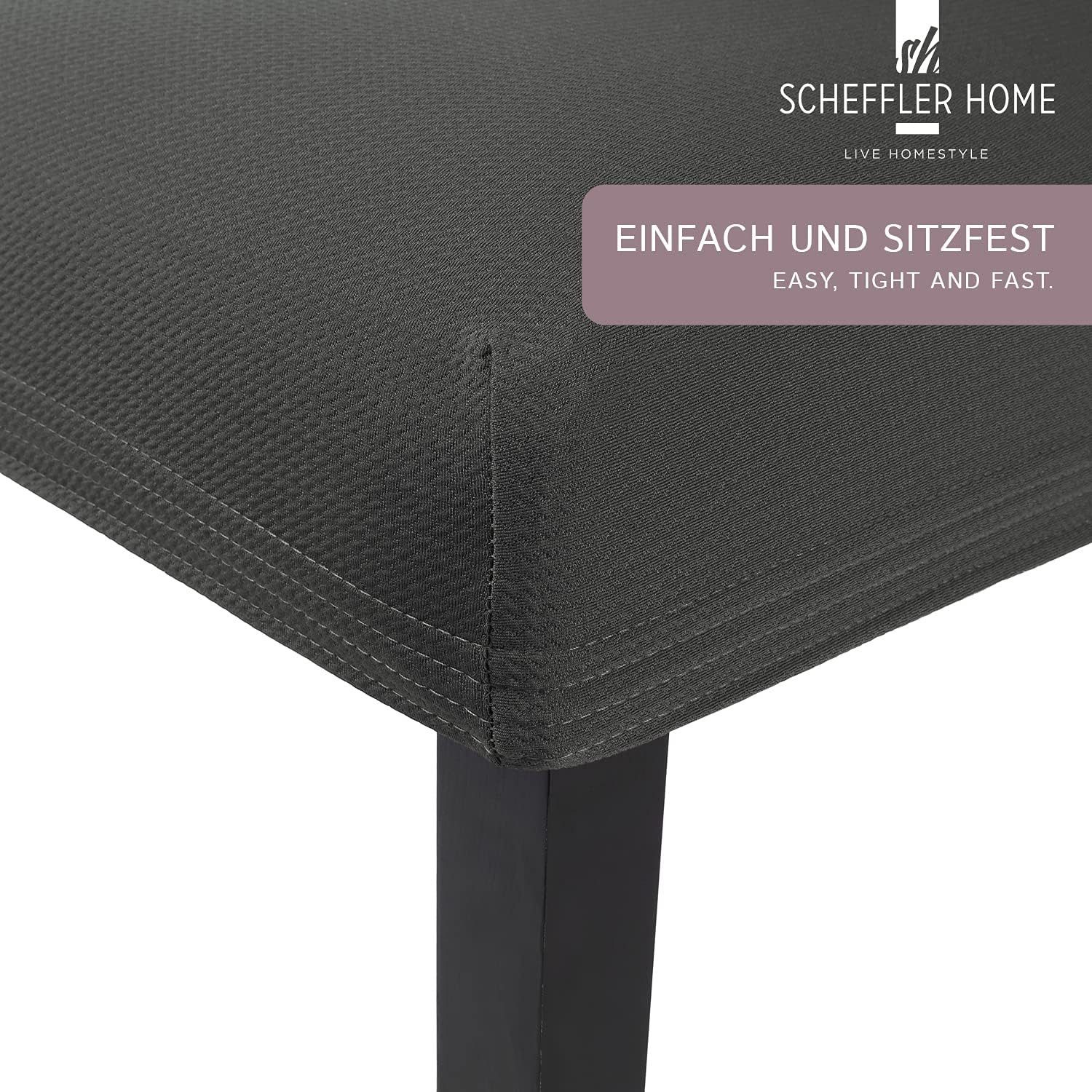sh SCHEFFLER-HOME LIVE HOMESTYLE Stuhlhusse Moderner Stuhlbezug "Mia" aus Microfaser, abnehmbarer & waschbarer Spannbezug für Stühle