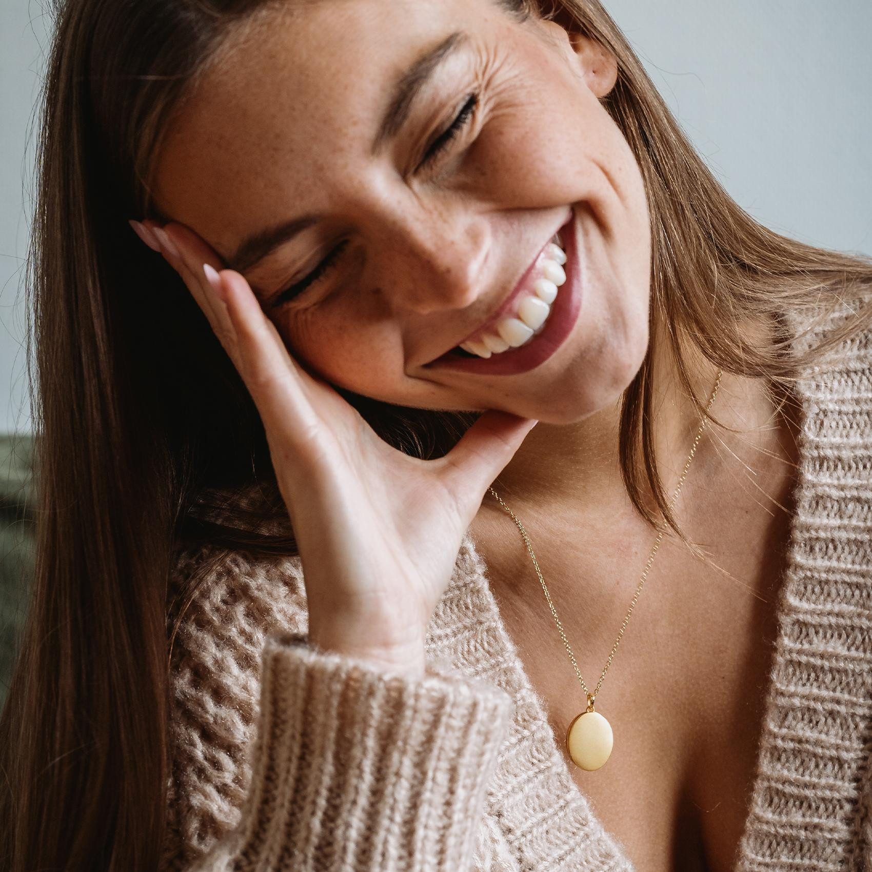 Amoonic Amulett Medaillon Oval zum Öffnen für Bilder Silber 925 Kette für F günstig online kaufen