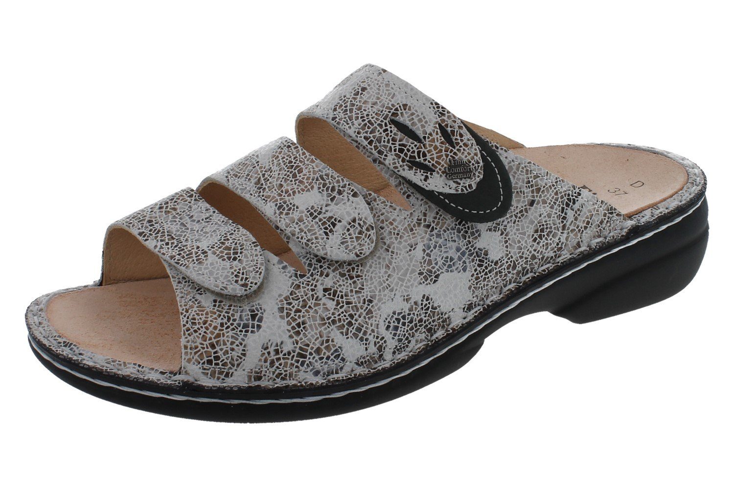 Finn Comfort Damen Pantolette Aus Leder - Bequem & Mit Klettverschluss