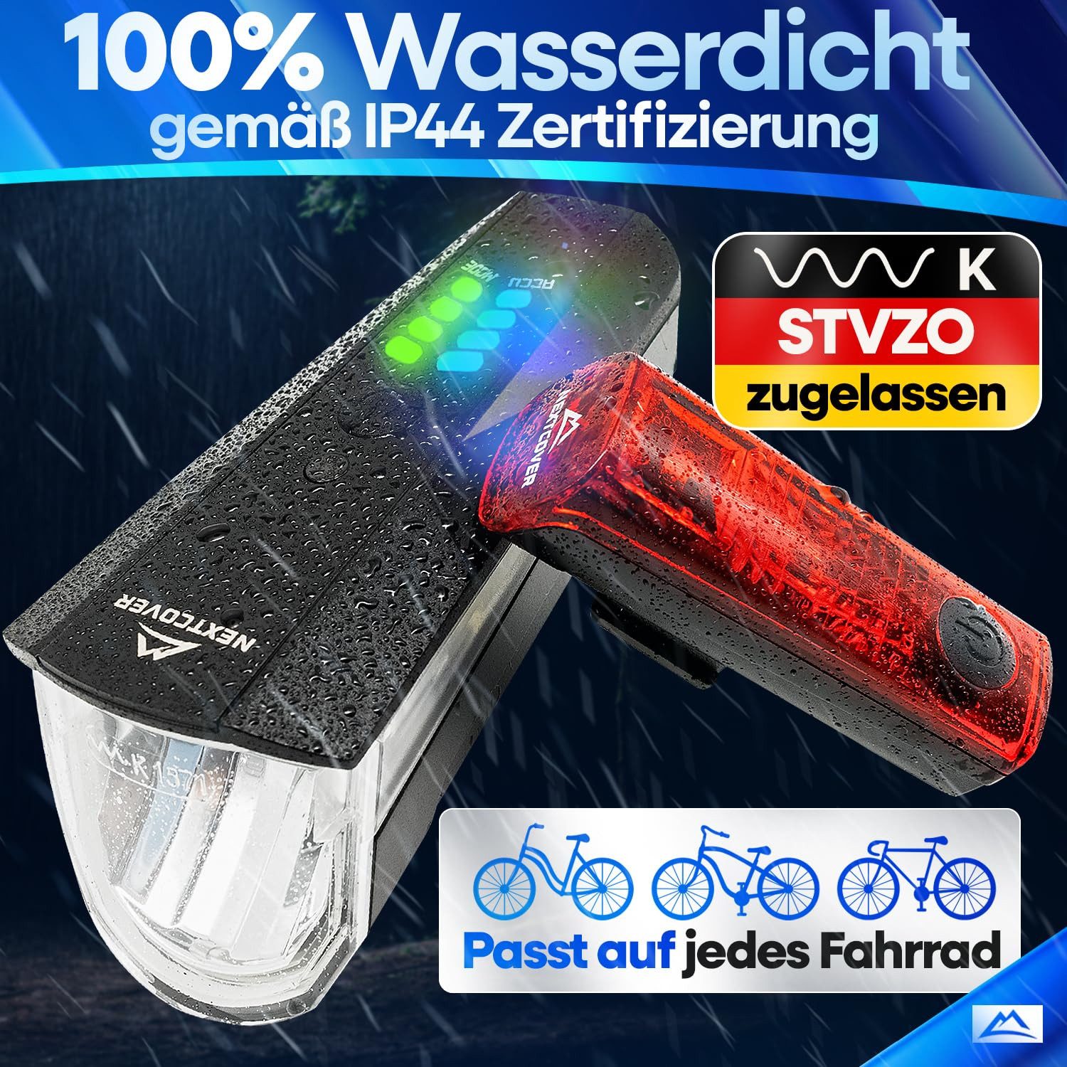 Nextcover Fahrradbeleuchtung NEXTCOVER® Fahrradlicht Set mit [LightSense] Sensor & 11h Akkulaufzeit – Bild 4 von 5