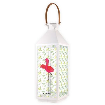 Mr. & Mrs. Panda Gartenleuchte Flamingo Yoga - Transparent - Geschenk, Yoga-Übung, großes Windlicht