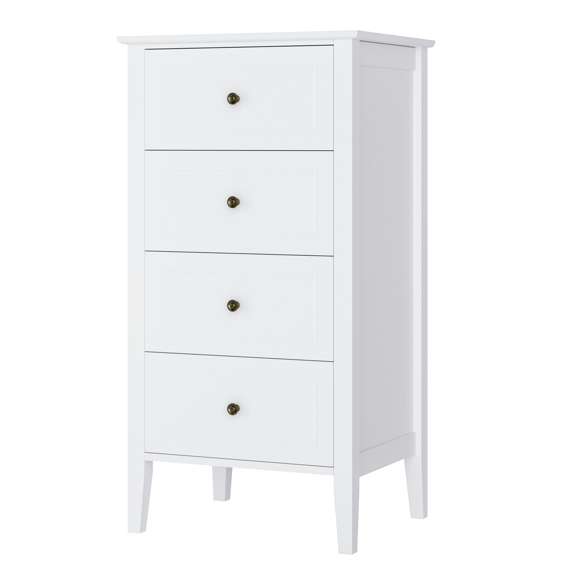 Homfa Kommode Schubladenschrank mit 4 Schubladen, Sideboard schmal, weiß, 50x40x95cm
