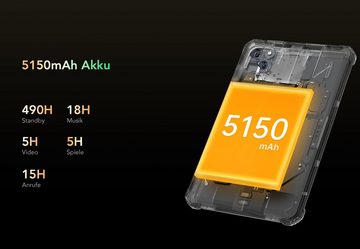 OUKITEL RT3 [Outdoor], Dual SIM, 5150mAh Akku, 4GB RAM(1TB Erweiterbar) Tablet (8", 64 GB, Android 12, 4G(LTE), 3G(WCDMA), 2G(GSM), wasserdicht, staubdicht, sturzsicher, 3 Kamera)