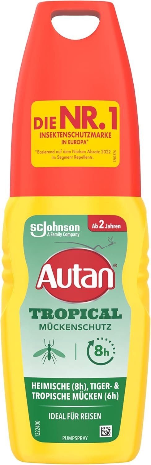 Autan Insektenschutz-Spray Tropical Pumpspray, Mückenschutz für Körper & Gesicht, 1 Pack 100 ml, 1-tlg.