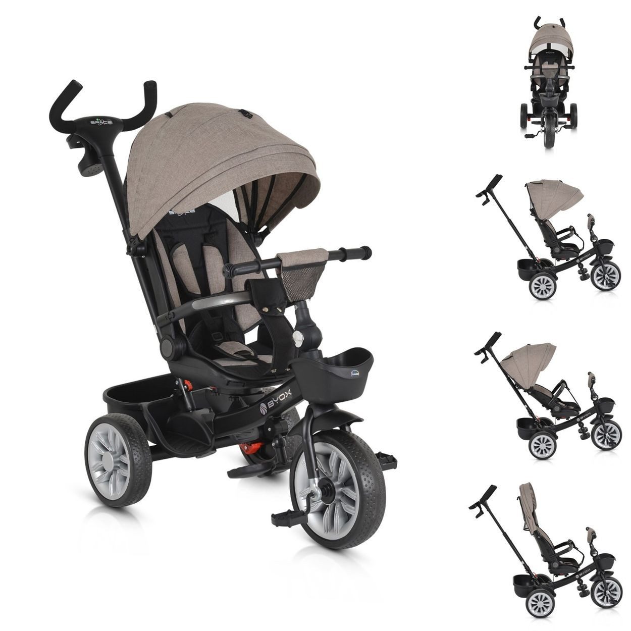 Byox Dreirad Tricycle Space 3 in 1 Dreirad, Getränkehalter, Korb, Schiebegr günstig online kaufen