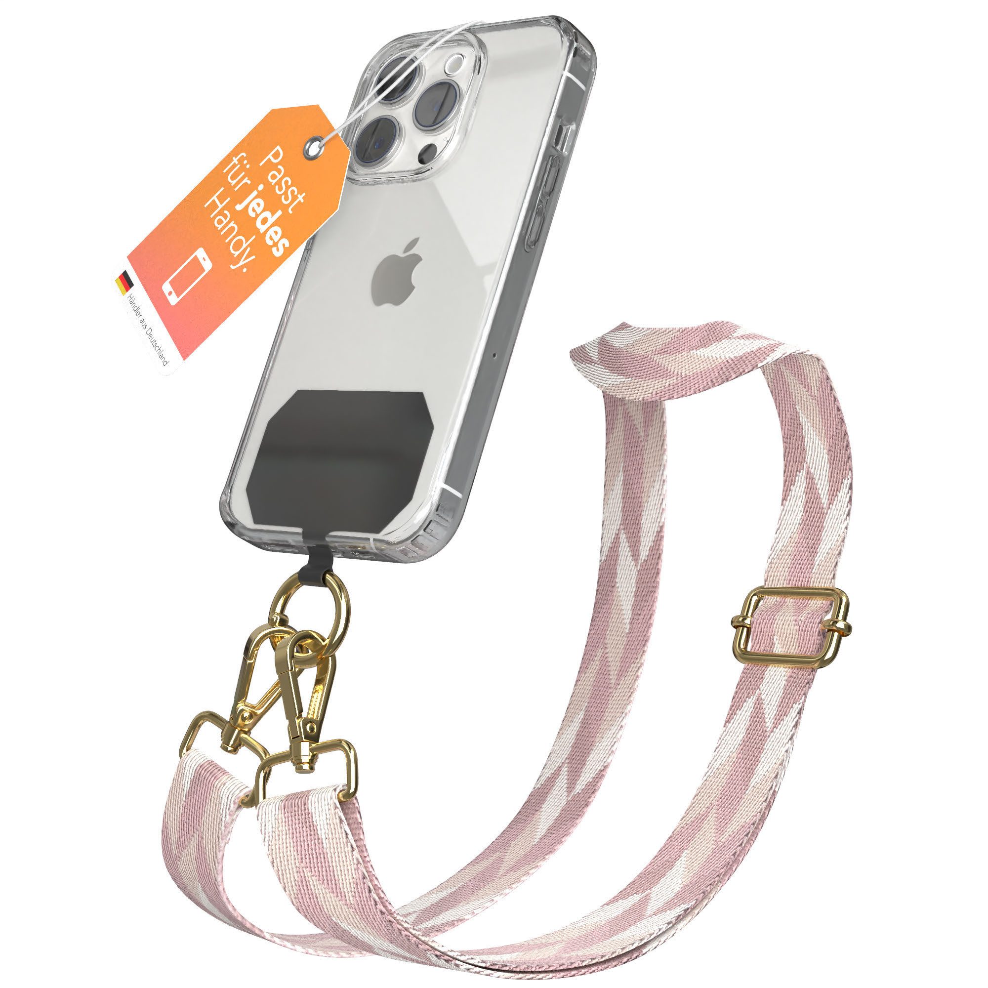 EAZY CASE Handykette Universal für alle Smartphones Boho/Wave/Leo Style, Universal Smartphone-Band für Handy & Hülle Rosa Camouflage