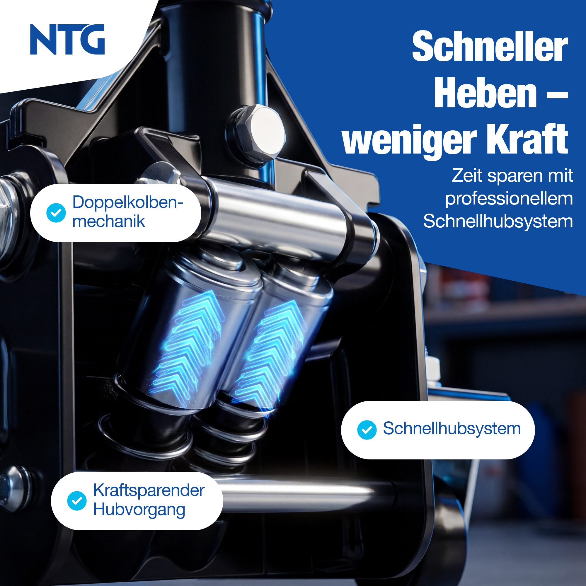 NTG Nutzfahrzeug Technik GmbH Wagenheber 3t Flach 75-505mm Rangierwagenheber TÜV Zertifiziert 29,6 KG, max. Hubhöhe: 50.5 cm, PRO Variante NUR 29,6 KG, 1-tlg., Hydraulisch mit Doppelzylinder, Lowline Wagenheber
