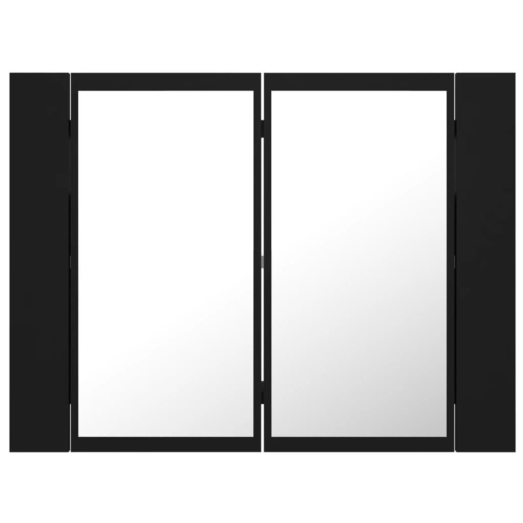cm 60x12x45 Badezimmerspiegelschrank Acryl (1-St) Schwarz LED-Bad-Spiegelschrank vidaXL