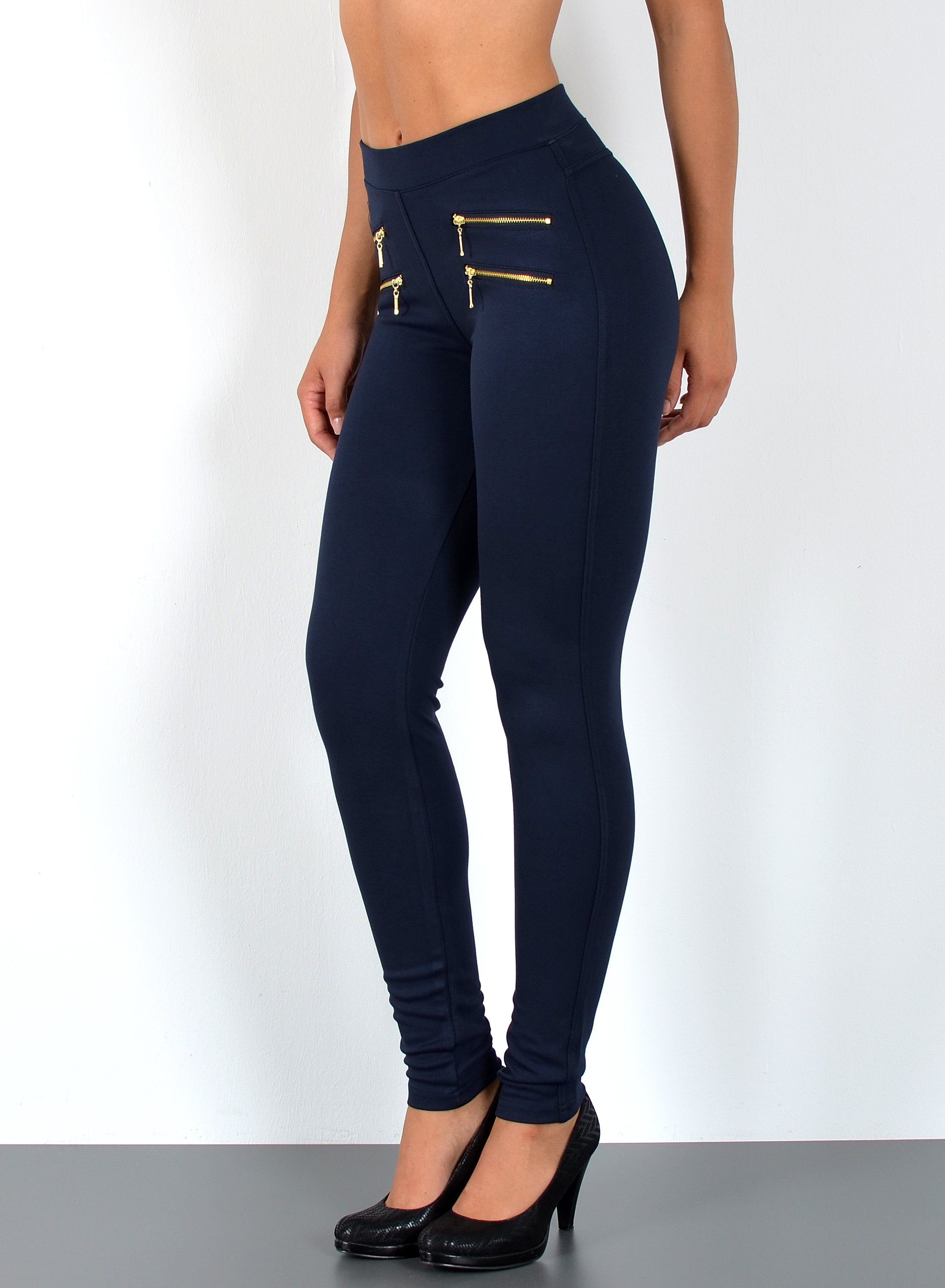 ESRA Stretch-Hose Sehr enge Damen Treggings Hose Gummi-Bund Stretch Hose J1 günstig online kaufen