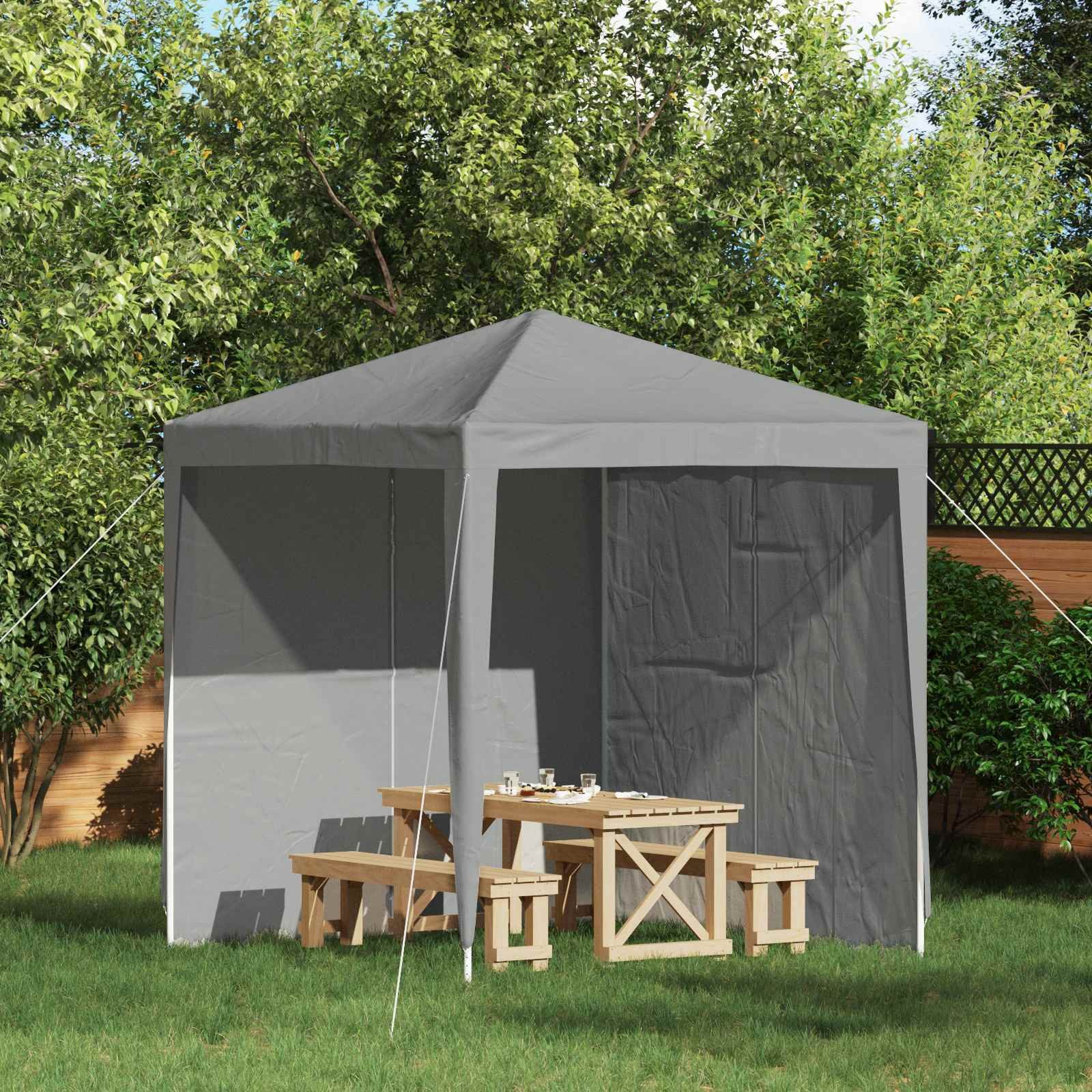 vidaXL Partyzelt Party Zelt Seitenteil 2 pcs Hellgrau 200 x 195 cm PE und Stahl