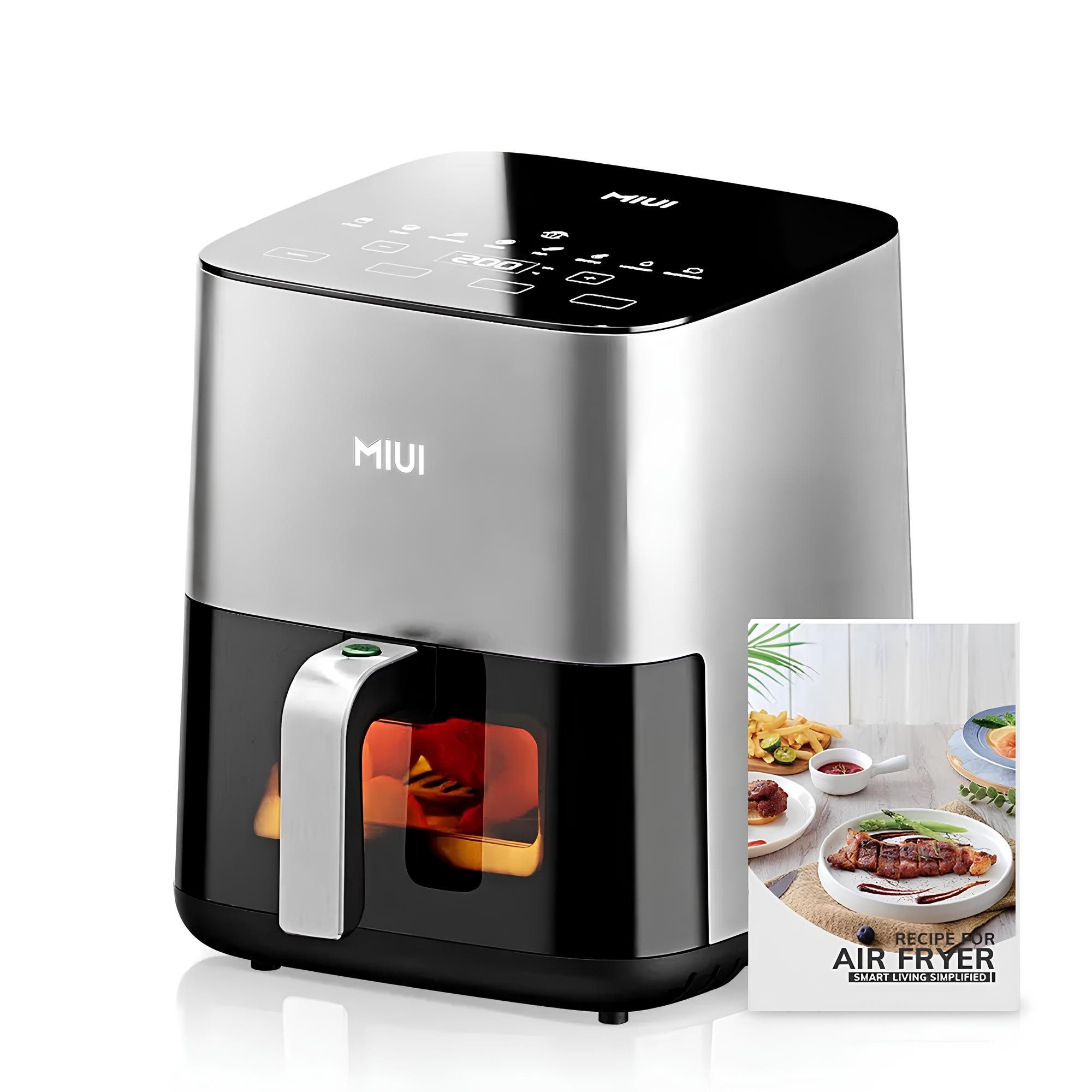 Athlix Heißluftfritteuse MIUI 9-in-1 Heißluft Fritteuse 5 Liter ölfreier Herd Touch-Steuerung, 1450 W, 9 Kochmodi, 80–200 °C, Kein Öl notwendig