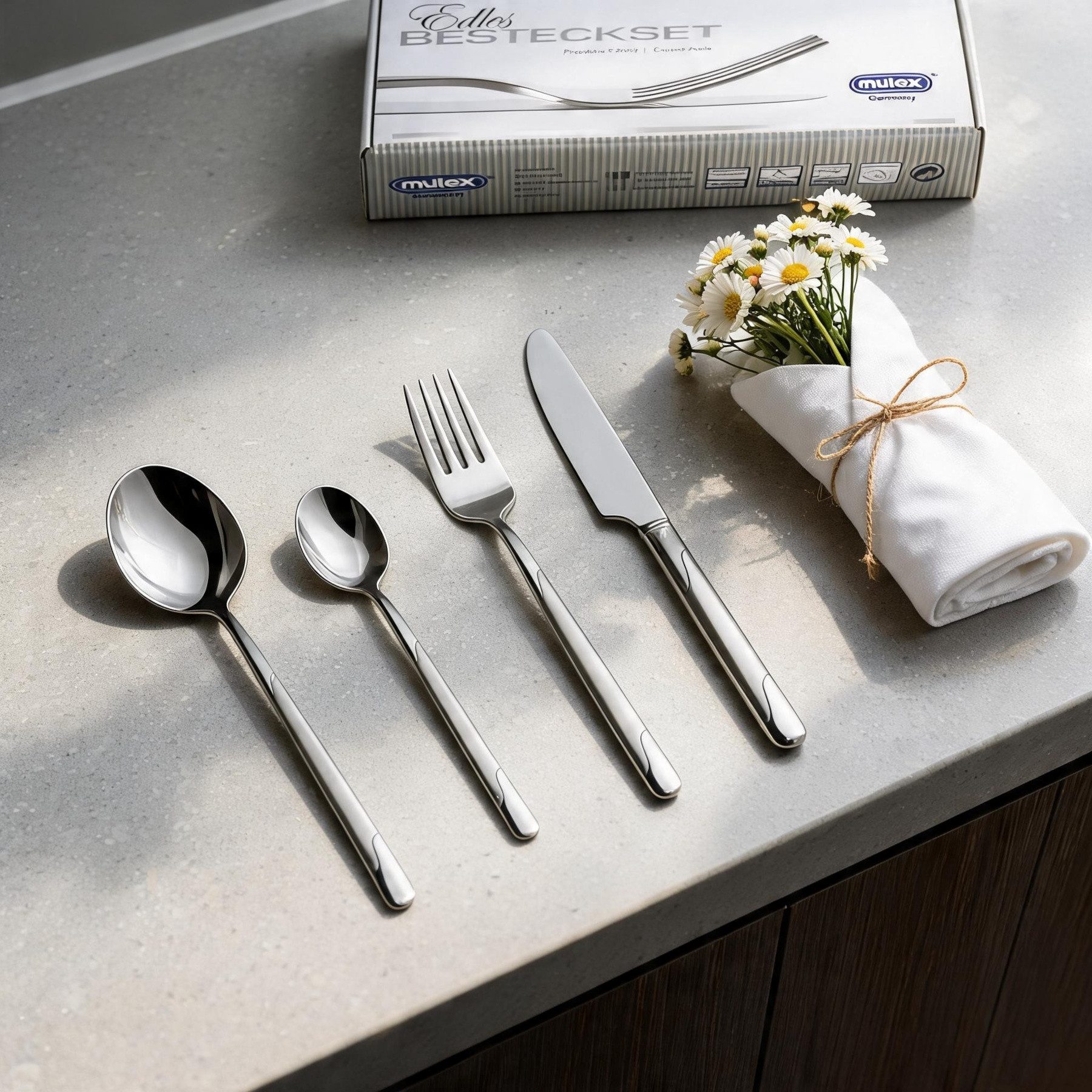 Mulex Besteck-Set Seattle (30-tlg), 6 Personen, Edelstahl 18/10, teilsatiniert