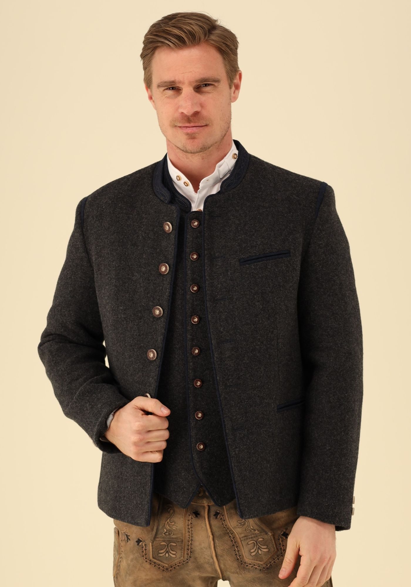 OS Trachten Trachtenjanker Huzam Lodensakko mit Knöpfen in Hirschhornoptik