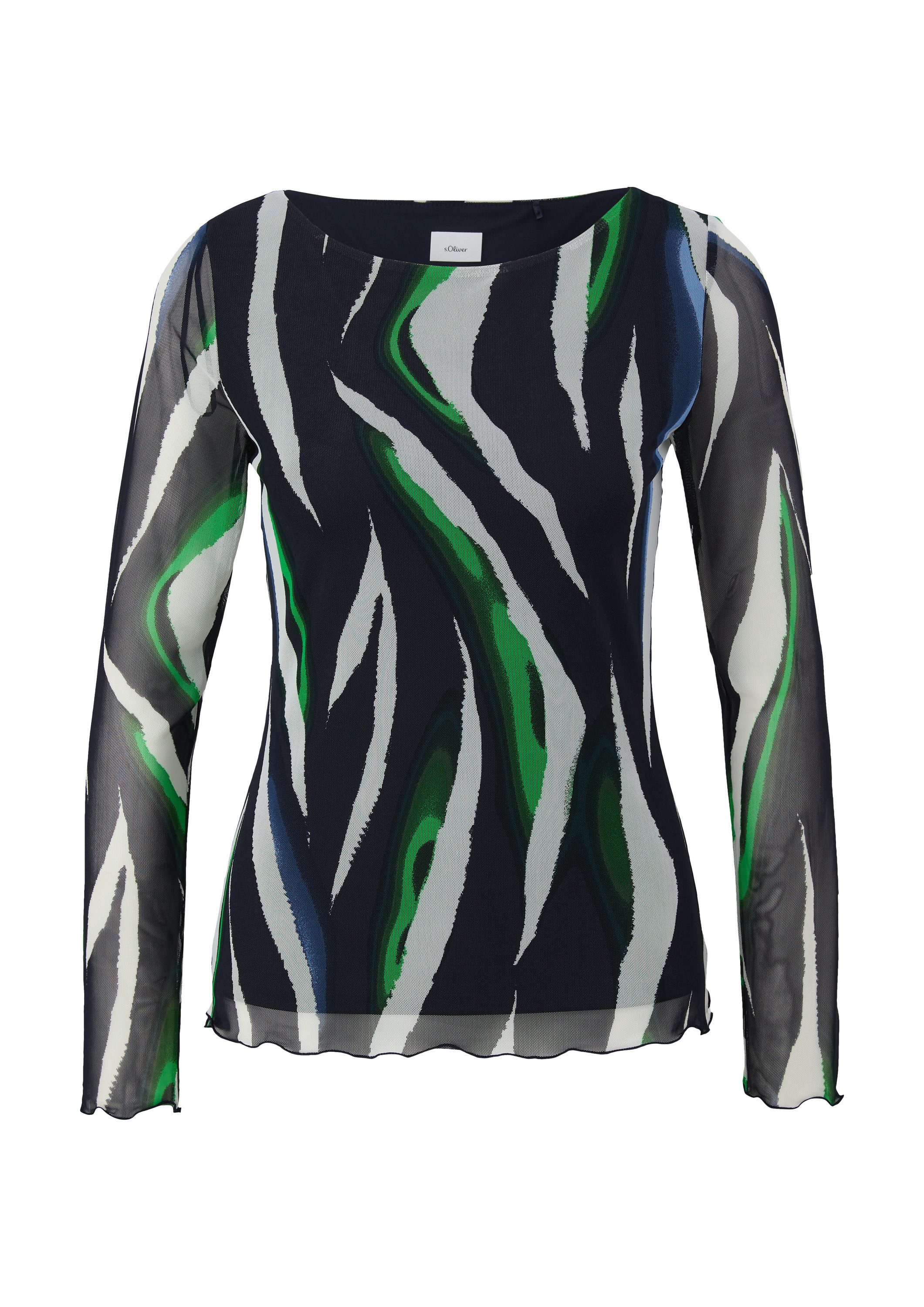 s.Oliver Langarmshirt T-Shirt Mesh-Shirt mit All-over-Print günstig online kaufen