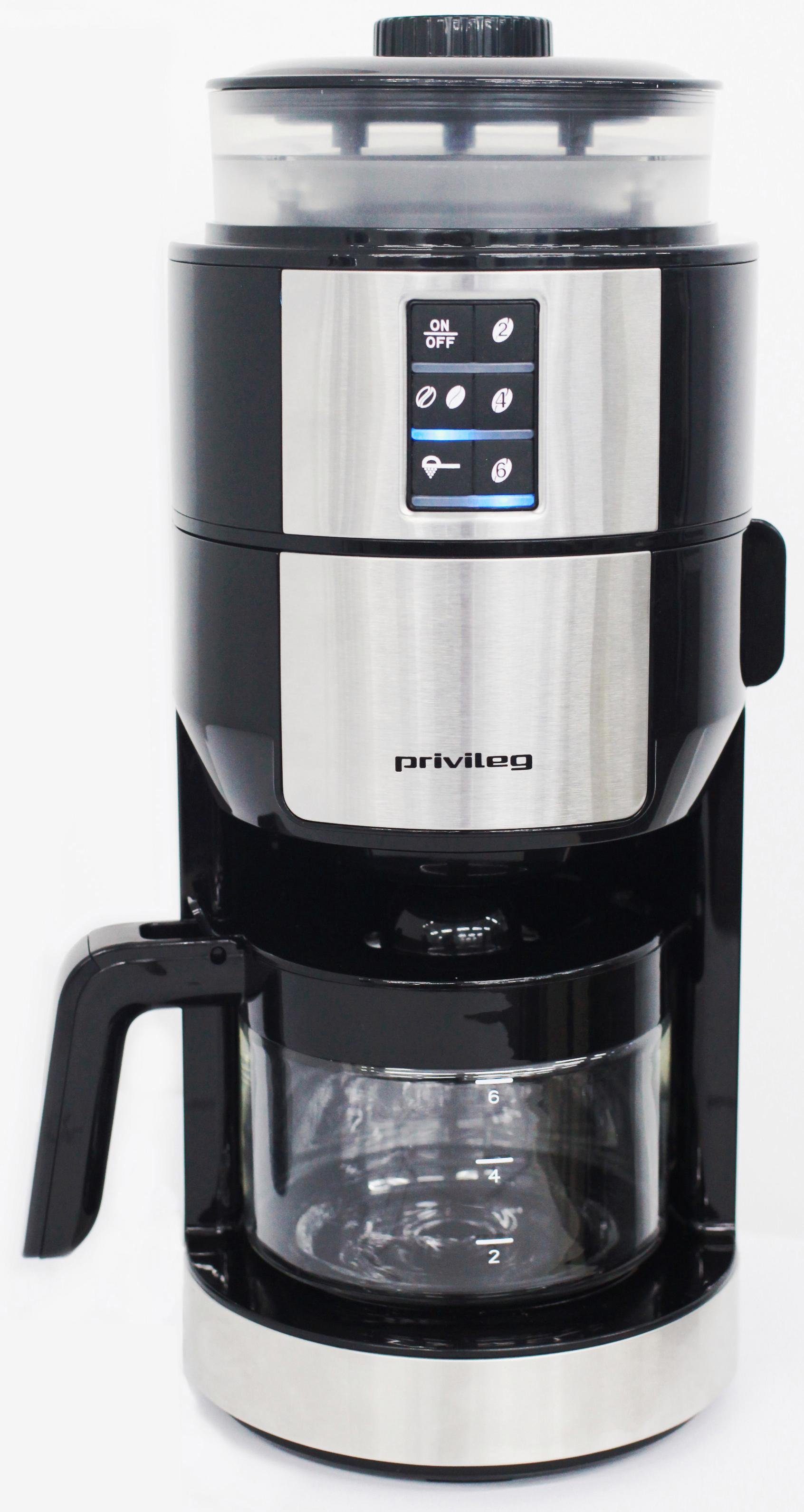 Privileg Kaffeemaschine mit Mahlwerk CM1121-GS, Papierfilter 1x2, Individueller Mahlgrad, programmierbare Kaffeestärke, Warmhalteplatte