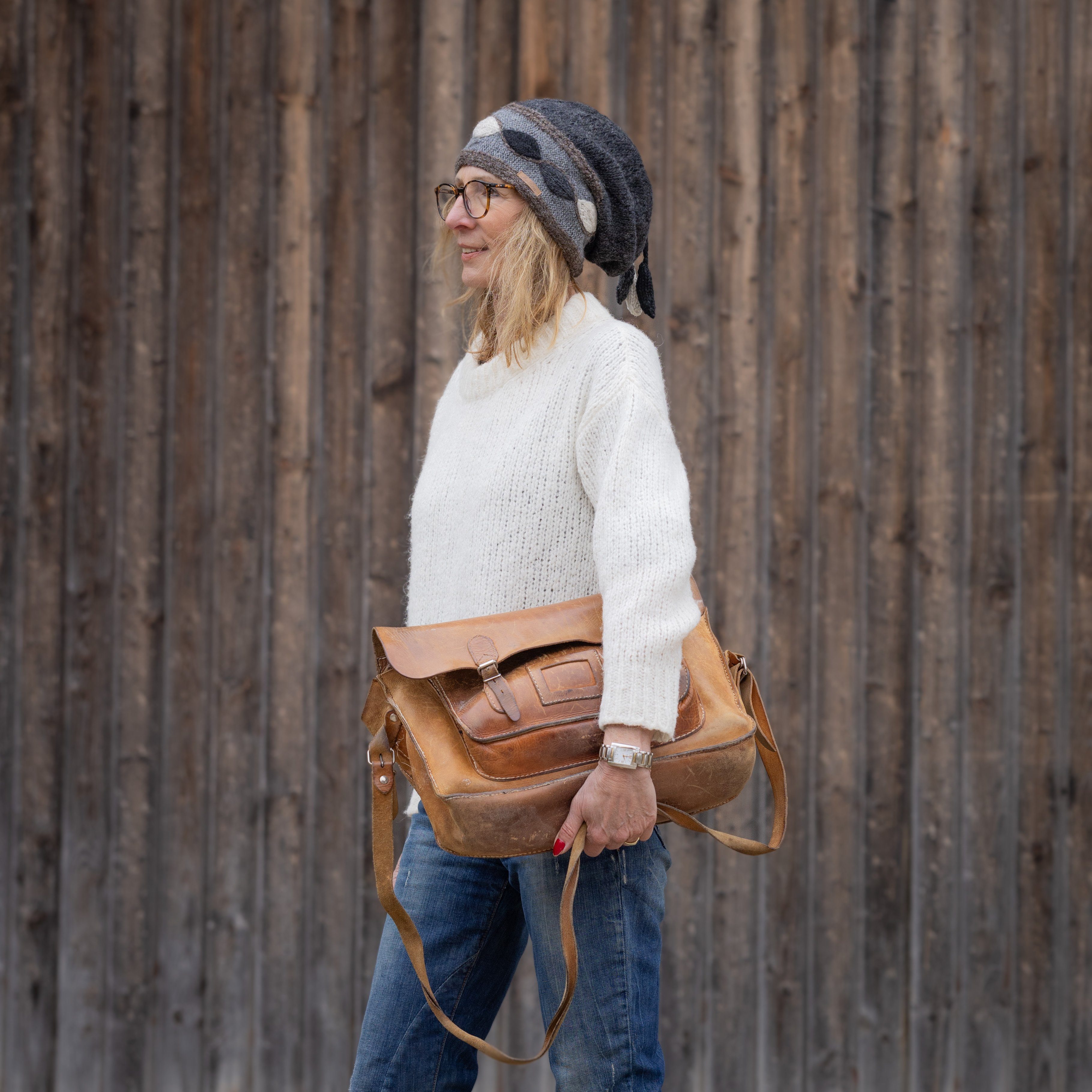 gefüttert hoher Modell Shana Naturbraun mit Fleece, McRon Schurwollanteil Strickmütze