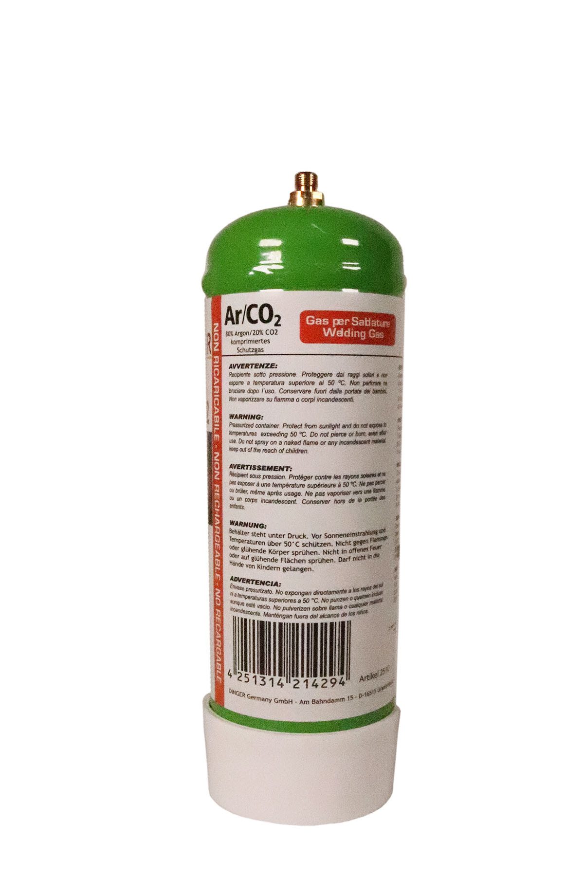 WELDINGER Gas Ar/CO2 Mischgas 1 l Einwegflasche 110 Liter MAG-Schweißen 20%CO2/80%Ar, MAG-Schweißen