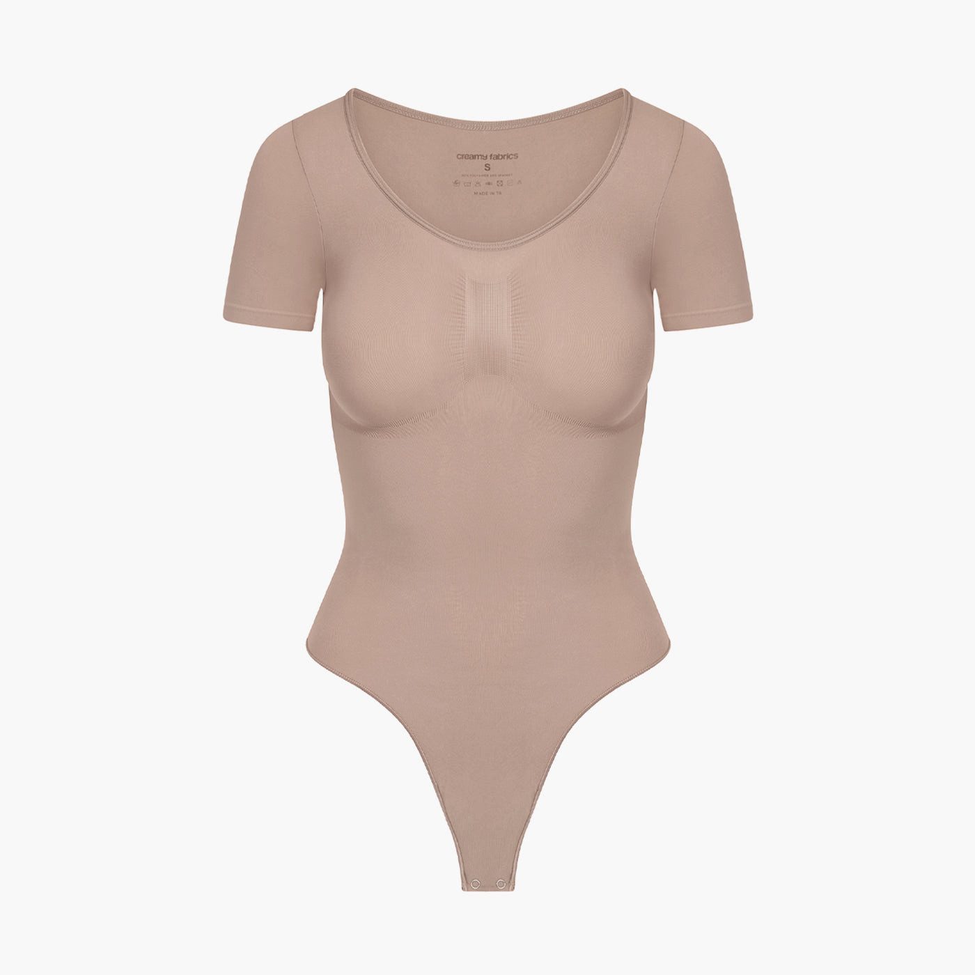 Shaping-Body Bodysuit Sculpting Shapewear T-Shirt mit String-Beige-S