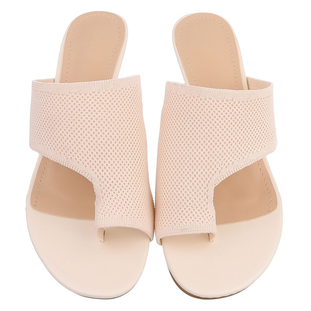 Ital-Design Damen Mule mit Absatz und offenem Design Zehentrenner (91895933) Pfennig-/Stilettoabsatz Sandalen & Sandaletten in Beige – Bild 4 von 5